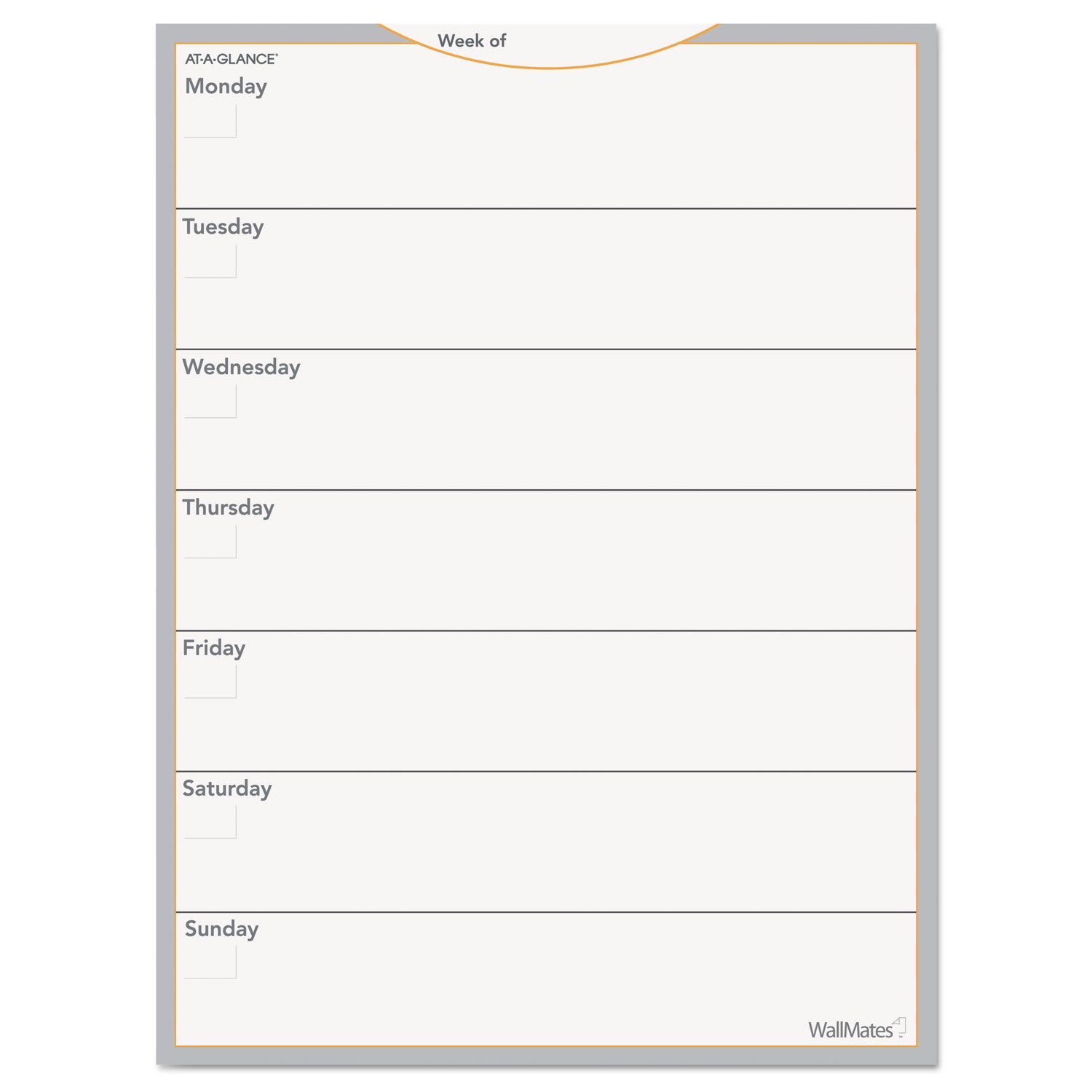 WallMates Self-Adhesive Dry Erase Weekly Planning Surfaces, 18 x 24, White/Gray/Orange Sheets, Undated -