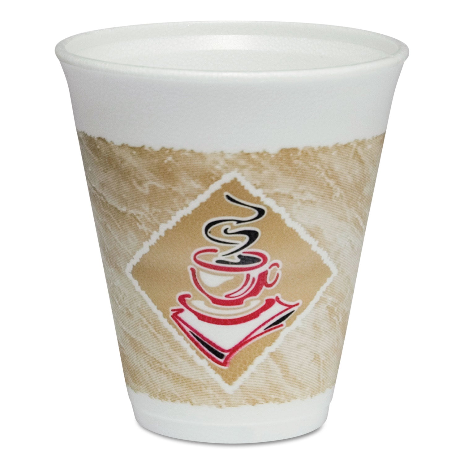 Cafe G Foam Hot/Cold Cups, 12 oz, Brown/Red/White, 20/Pack -