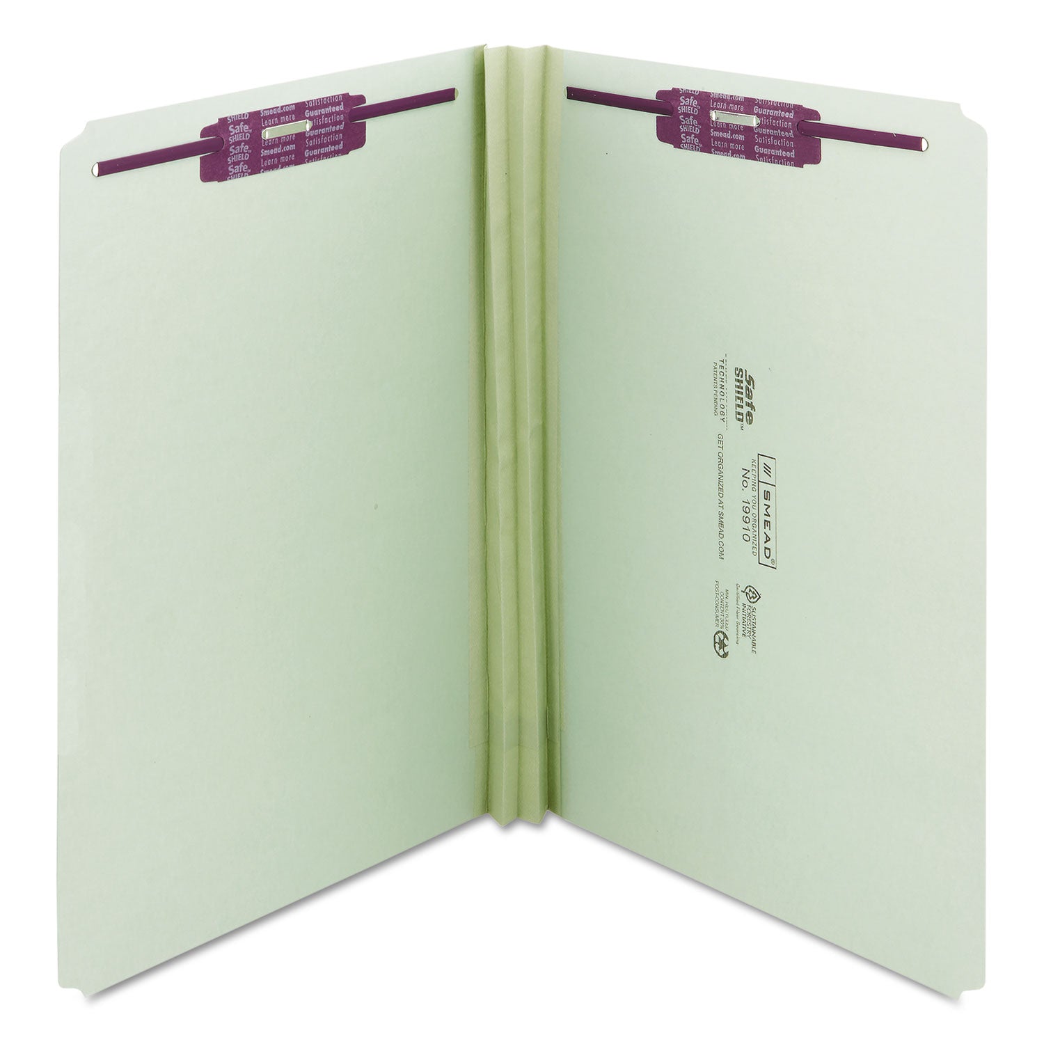Recycled Pressboard Fastener Folders, Straight Tabs, Two SafeSHIELD Fasteners, 2" Expansion, Legal Size, Gray-Green, 25/Box -
