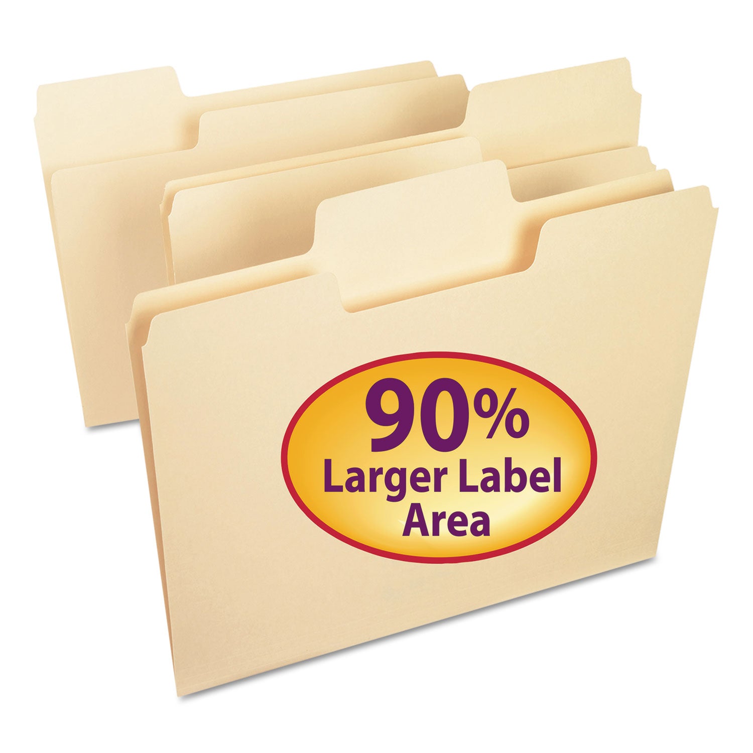 SuperTab Top Tab File Folders, 1/3-Cut Tabs: Assorted, Letter Size, 0.75" Expansion, 11-pt Manila, 100/Box -