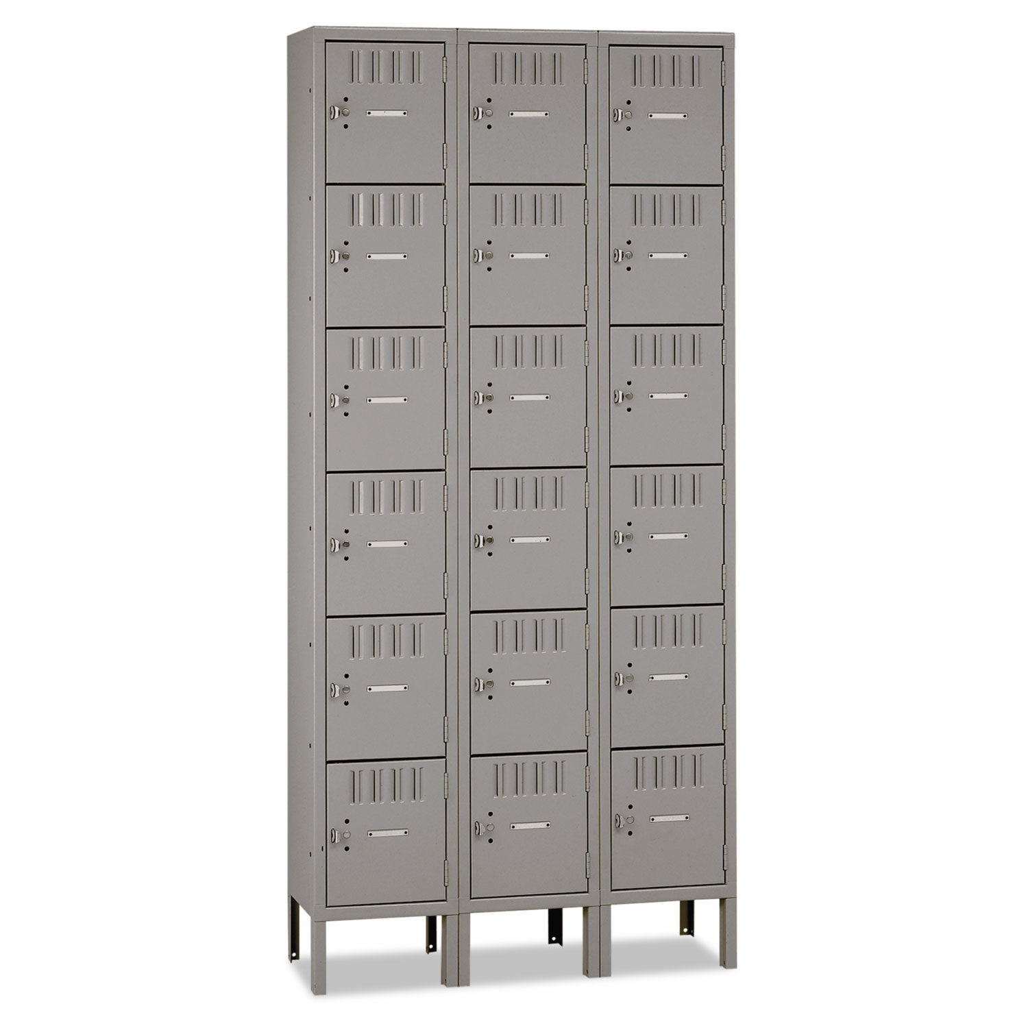 Box Compartments with Legs, Triple Stack, 36w x 18d x 78h, Medium Gray -