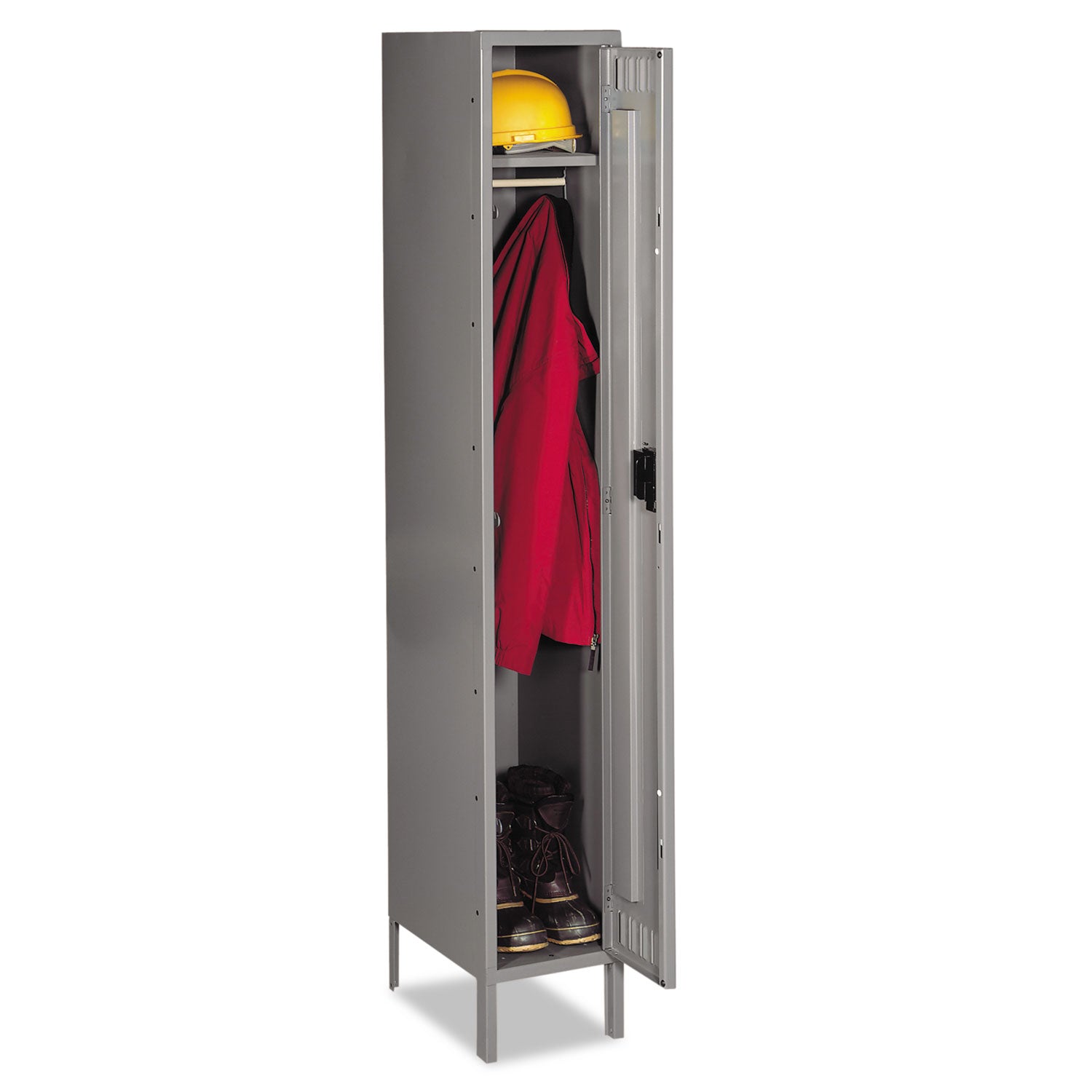Single-Tier Locker with Legs, One Locker with Hat Shelf and Coat Rod, 12w x 18d x 78h, Medium Gray -