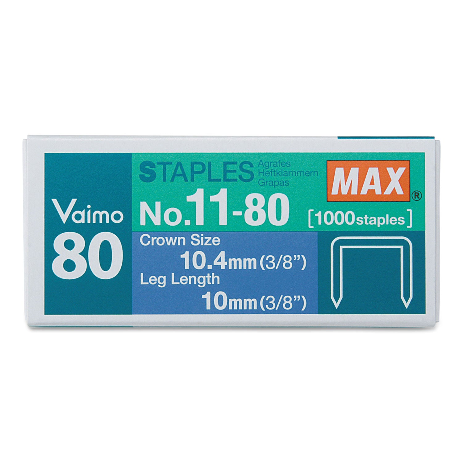 Vaimo 11 Staples, 0.38" Leg, 0.5" Crown, Steel, 1,000/Box -