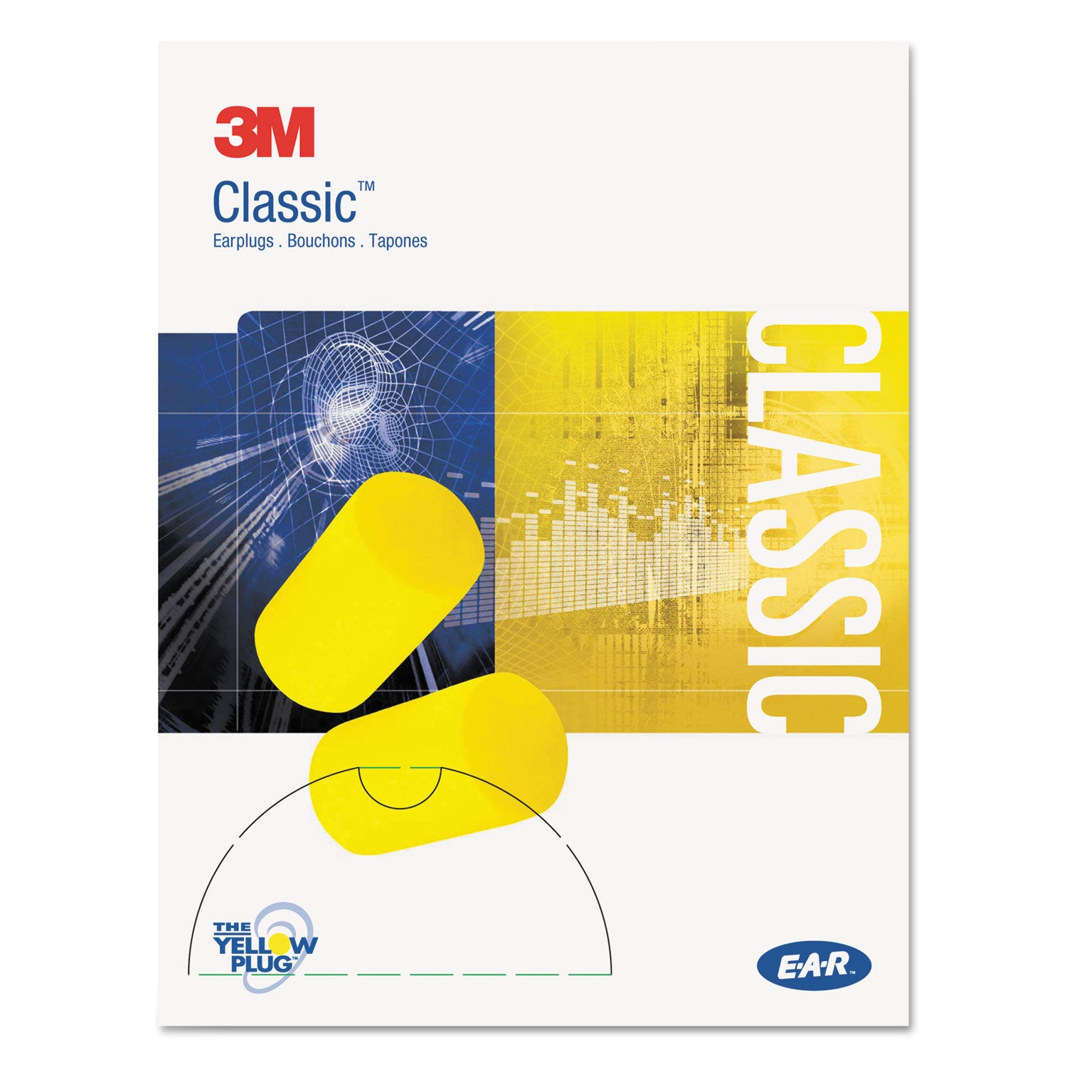 E-A-R Classic Small Earplugs in Pillow Paks, Cordless, PVC Foam, Yellow, 200 Pairs/Box -