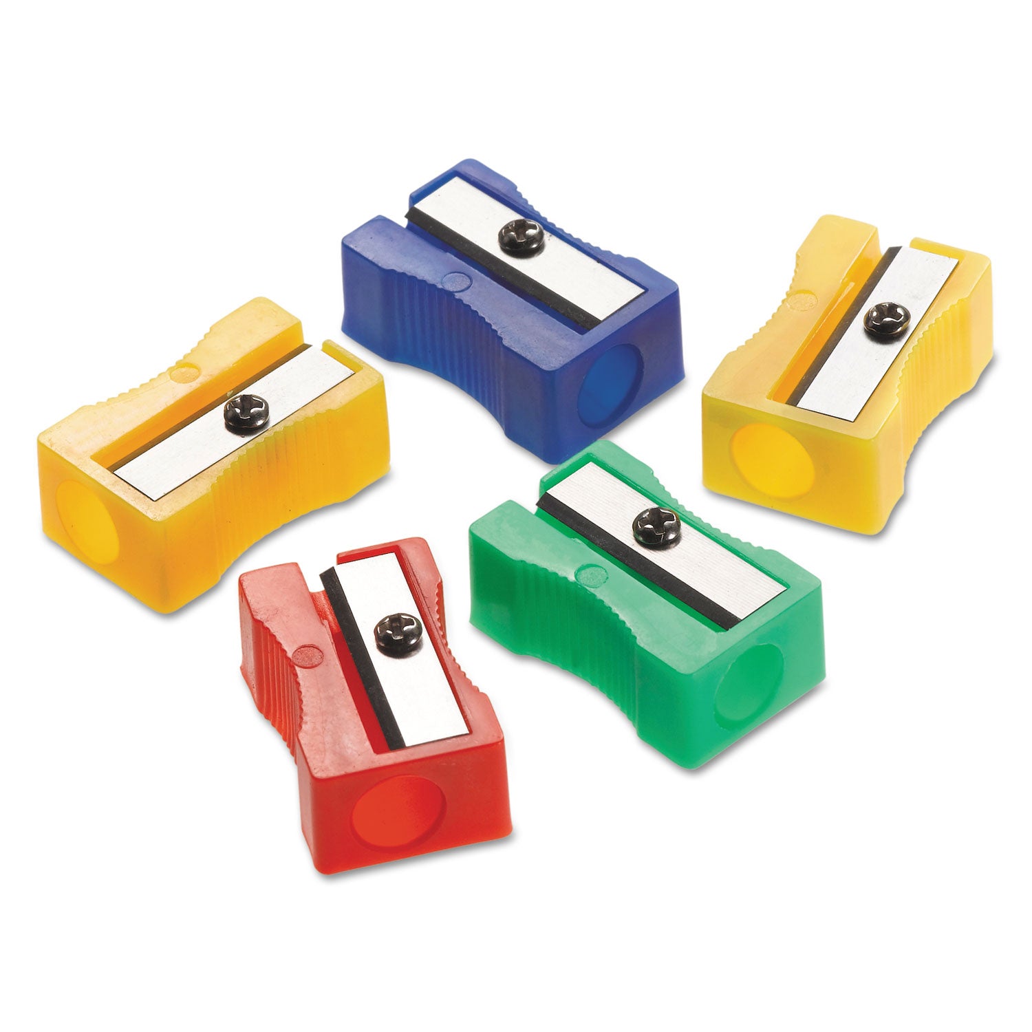 One-Hole Manual Pencil Sharpeners, 4 x 2 x 1, Assorted Colors, 24/Pack -
