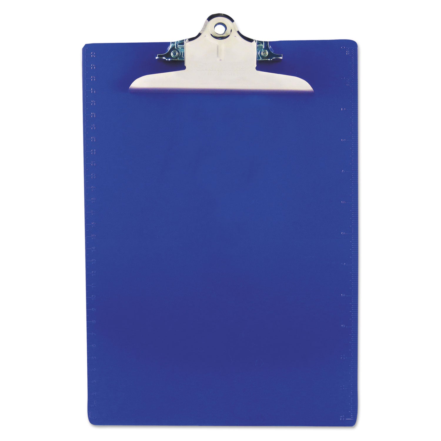 Recycled Plastic Clipboard with Ruler Edge, 1" Clip Capacity, Holds 8.5 x 11 Sheets, Blue -