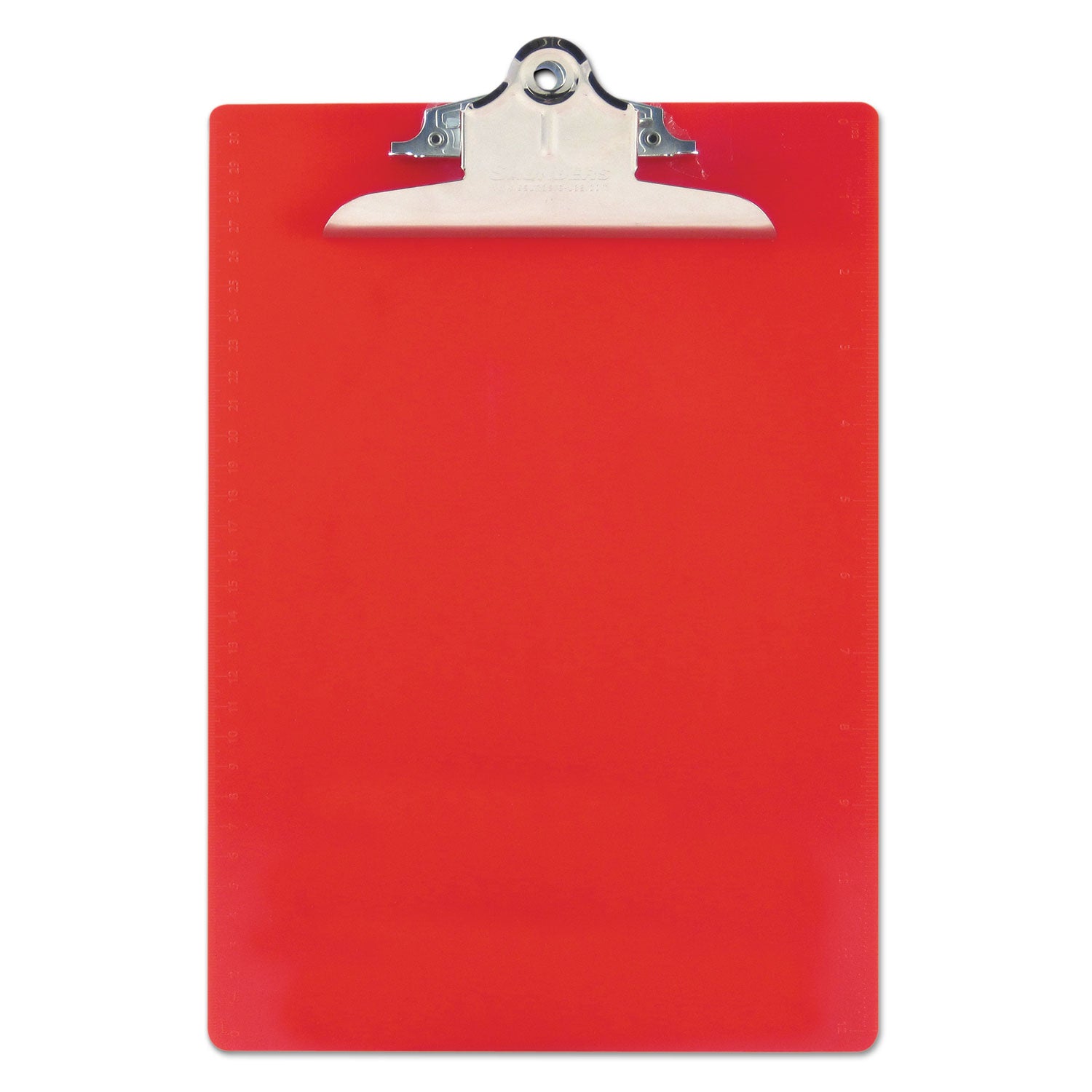 Recycled Plastic Clipboard with Ruler Edge, 1" Clip Capacity, Holds 8.5 x 11 Sheets, Red -