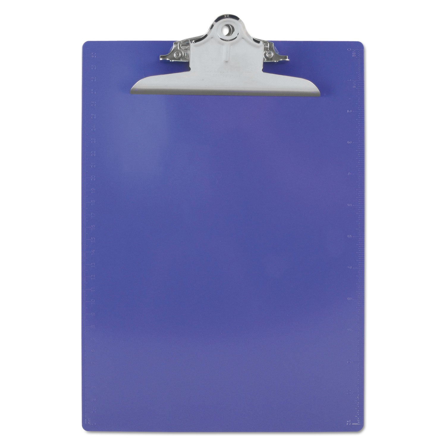 Recycled Plastic Clipboard with Ruler Edge, 1" Clip Capacity, Holds 8.5 x 11 Sheets, Purple -