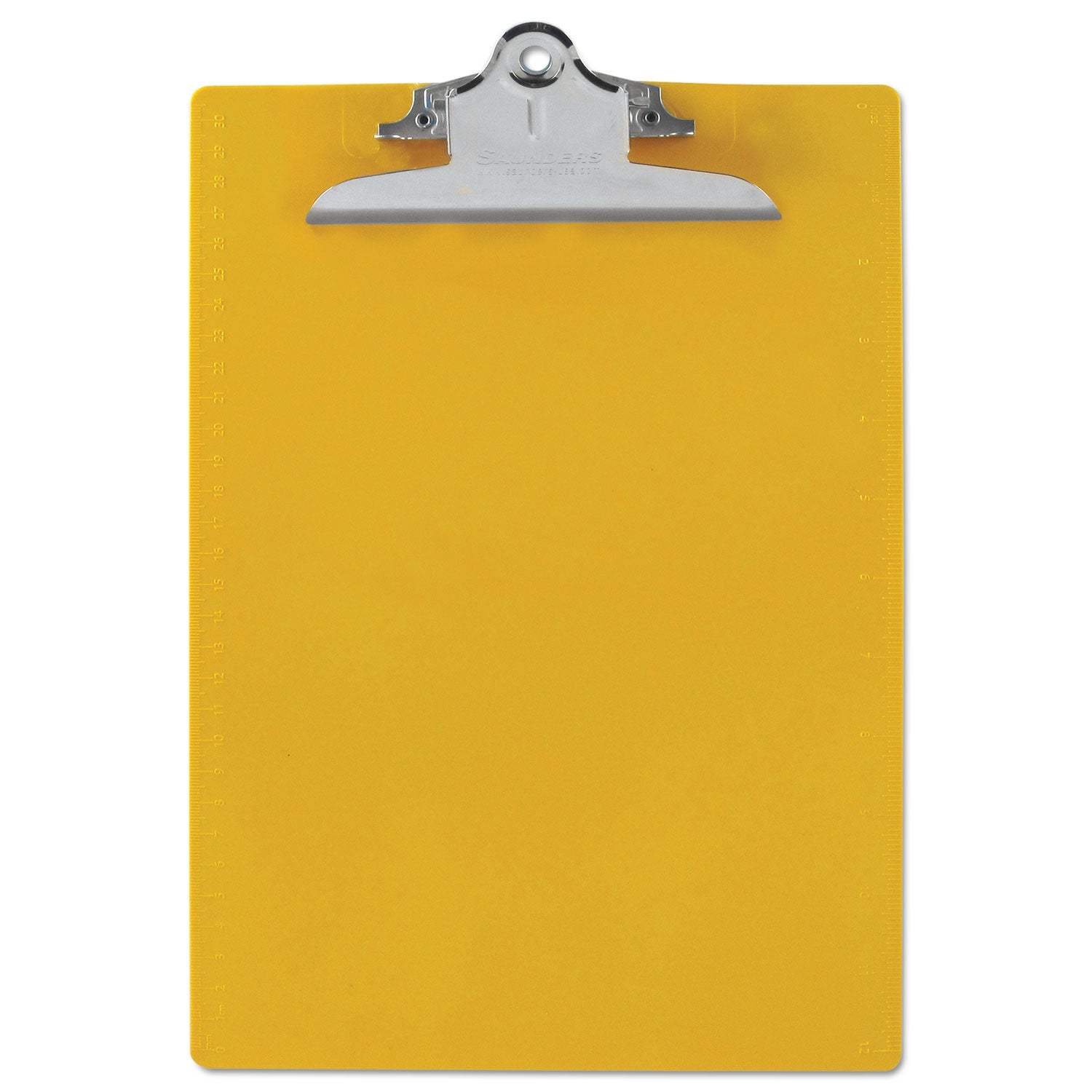 Recycled Plastic Clipboard with Ruler Edge, 1" Clip Capacity, Holds 8.5 x 11 Sheets, Yellow -