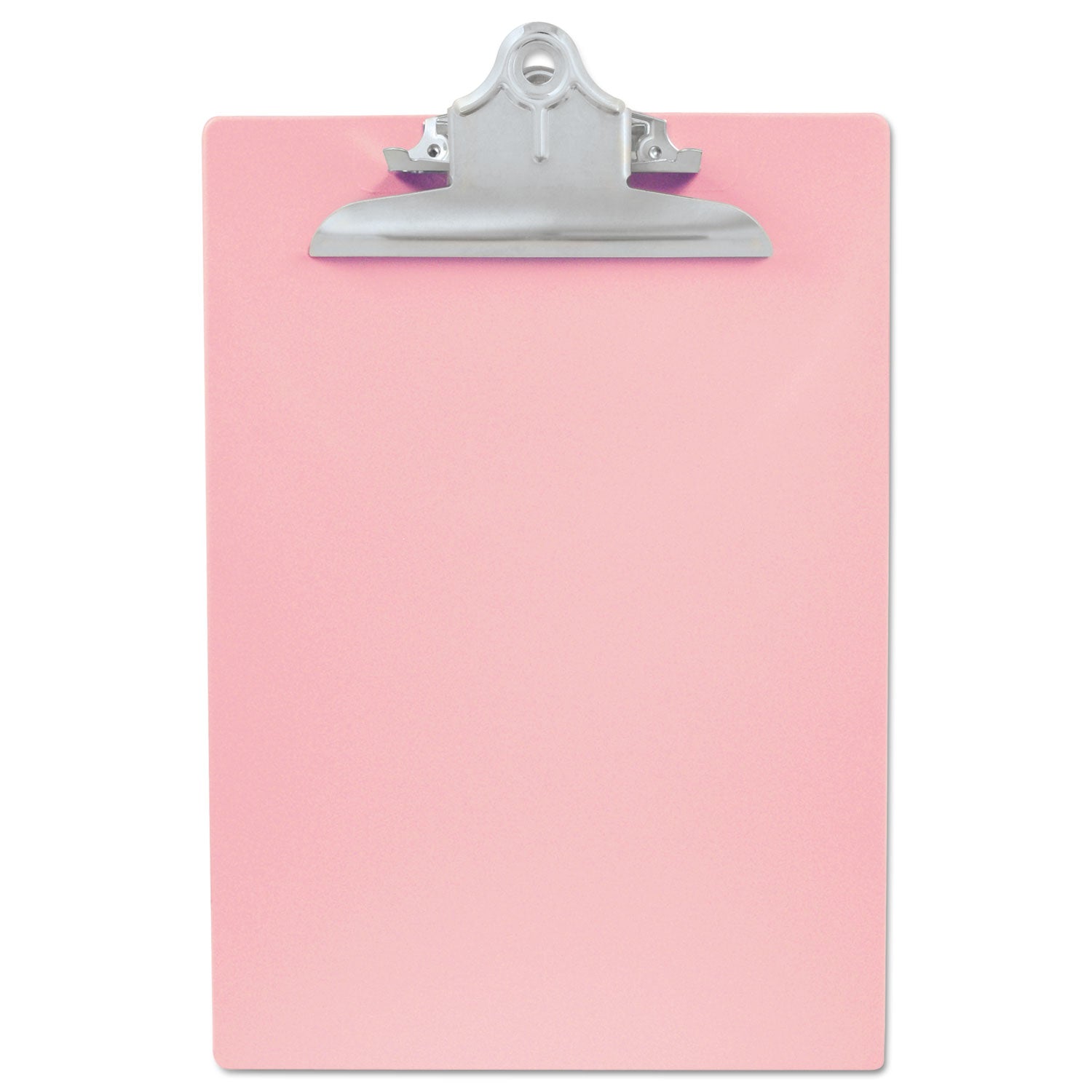 Recycled Plastic Clipboard with Ruler Edge, 1" Clip Capacity, Holds 8.5 x 11 Sheets, Pink -