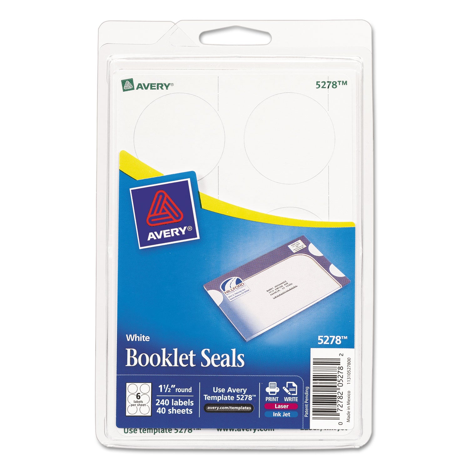 Printable Mailing Seals, 1.5" dia, White, 6/Sheet, 40 Sheets/Pack -