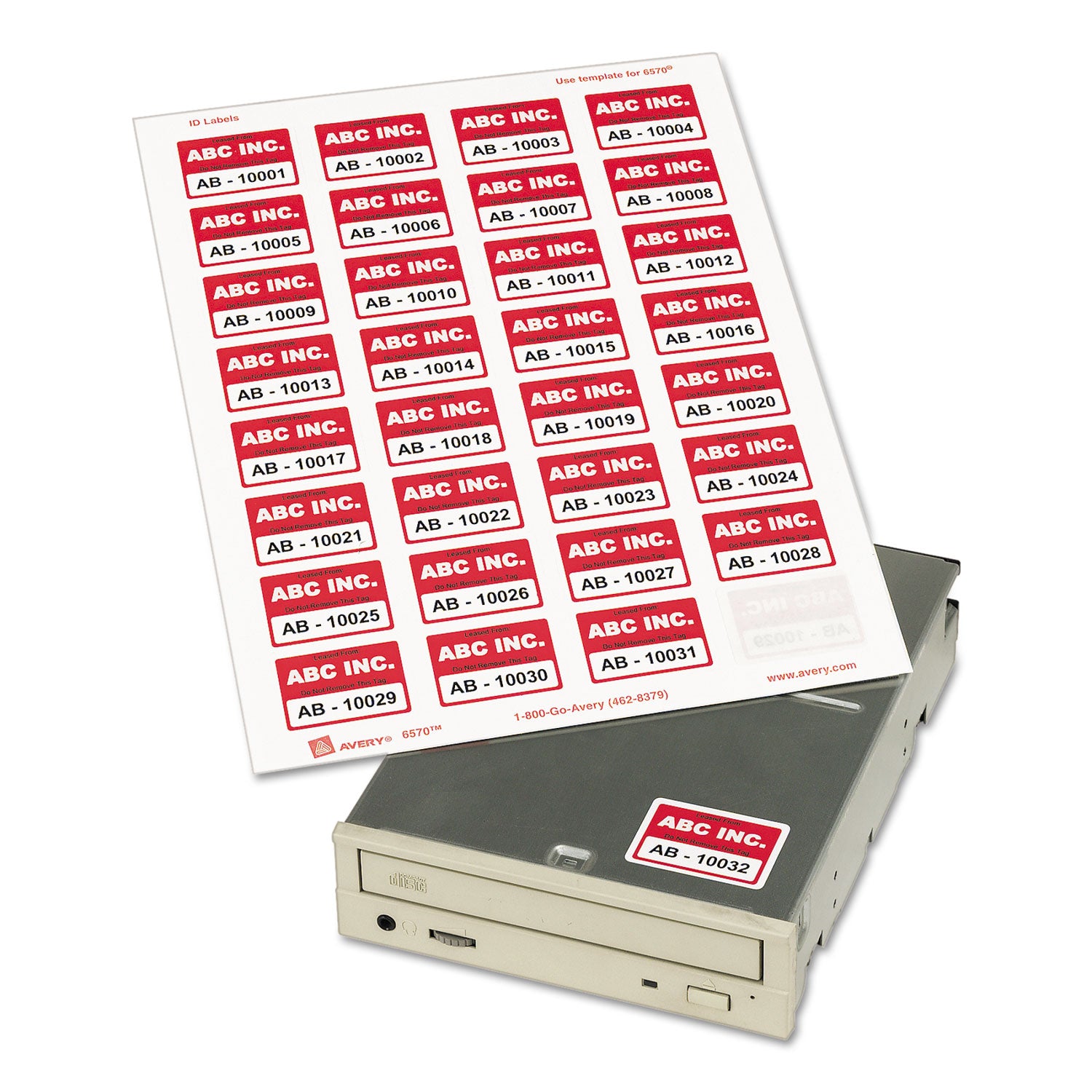 Permanent ID Labels w/ Sure Feed Technology, Inkjet/Laser Printers, 1.25 x 1.75, White, 32/Sheet, 15 Sheets/Pack -