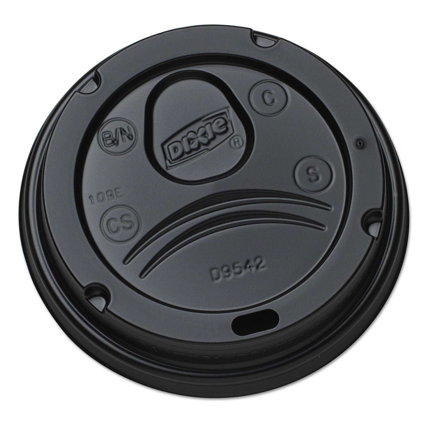 Drink-Thru Lids, Fits 10 oz to 20 oz Cups, Plastic, Black, 1,000/Carton -