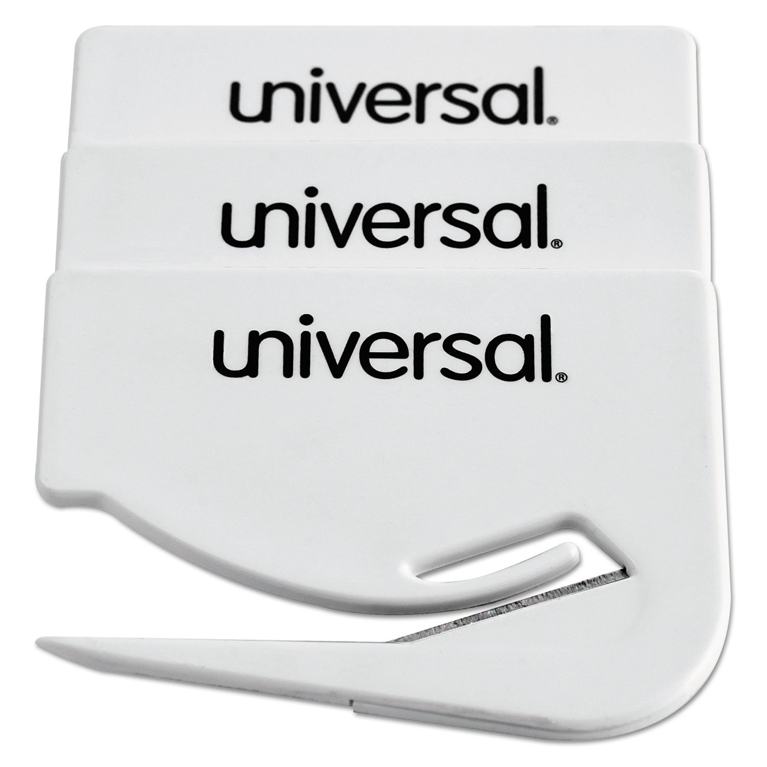 Letter Slitter Hand Letter Opener with Concealed Blade, 2.5", White, 3/Pack -