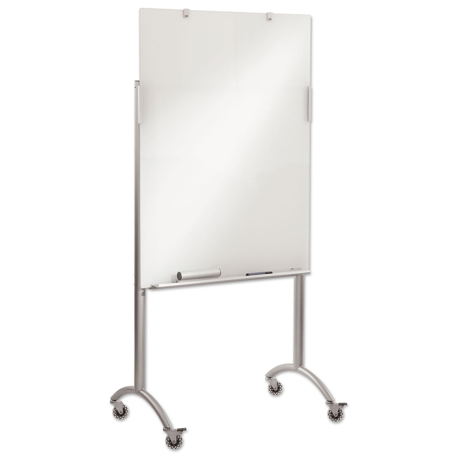 Clarity Mobile Easel with Integrated Glass Marker Board, 36 x 48 x 72, Steel -