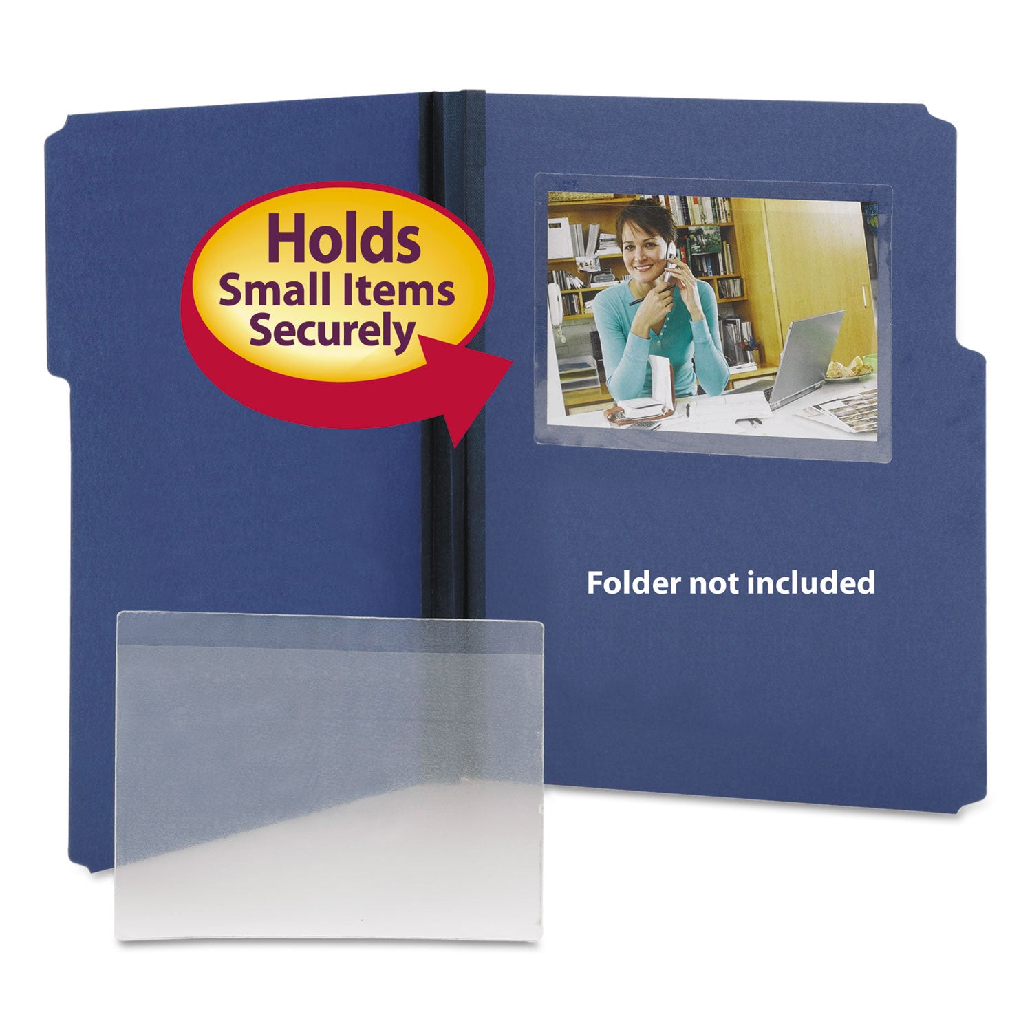 Self-Adhesive Poly Pockets, Top Load, 6.25 x 4.56, Clear, 100/Box -