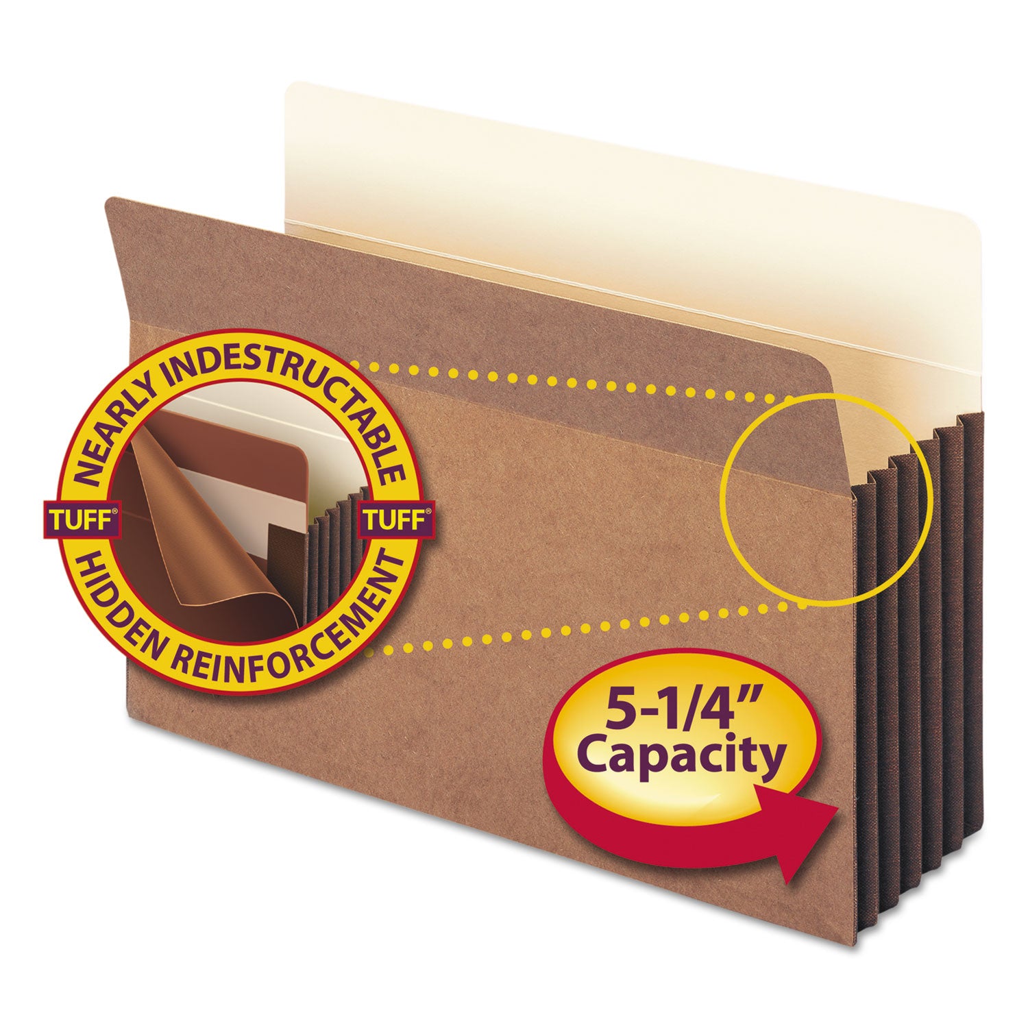 Redrope TUFF Pocket Drop-Front File Pockets with Fully Lined Gussets, 5.25" Expansion, Legal Size, Redrope, 10/Box -