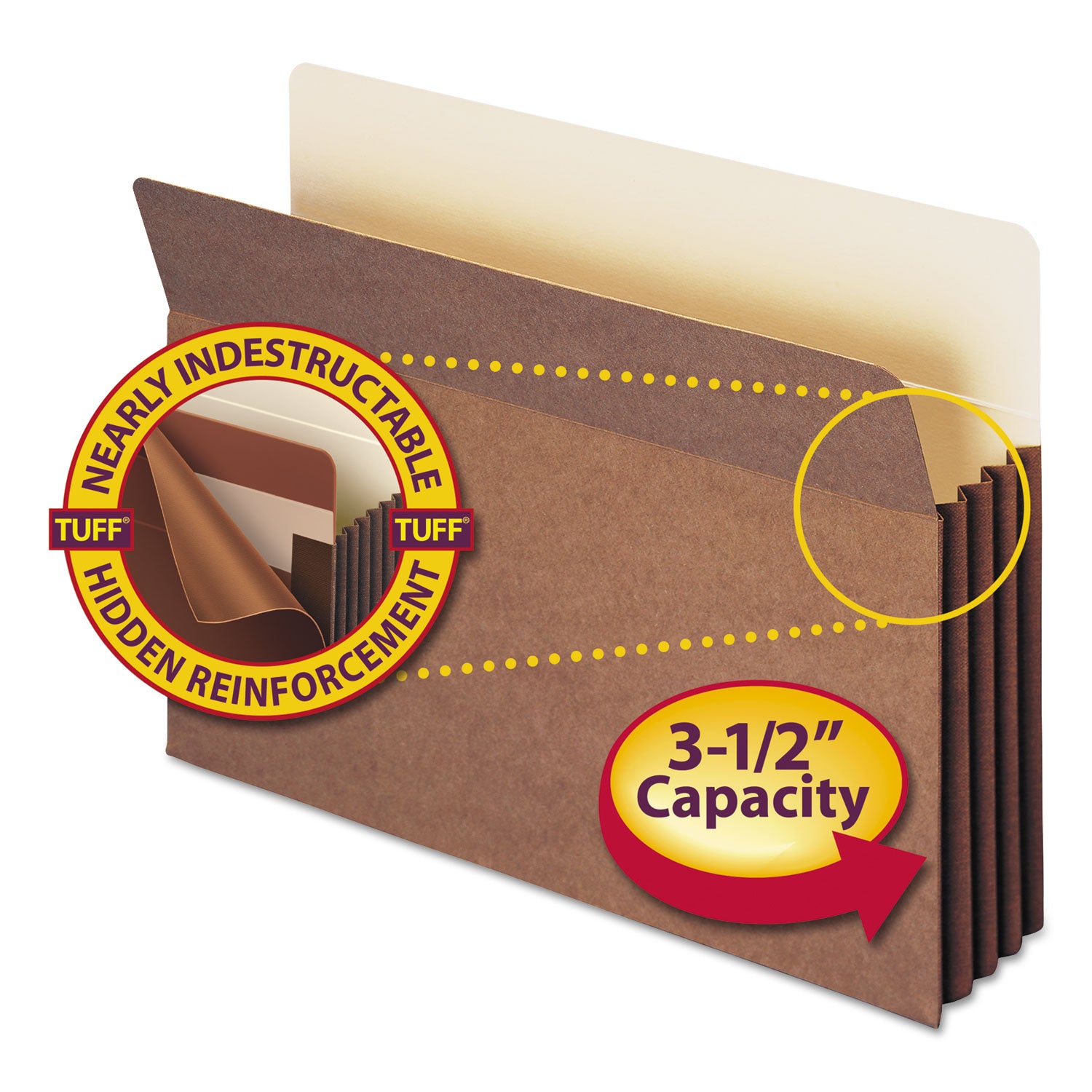 Redrope TUFF Pocket Drop-Front File Pockets with Fully Lined Gussets, 3.5" Expansion, Legal Size, Redrope, 10/Box -