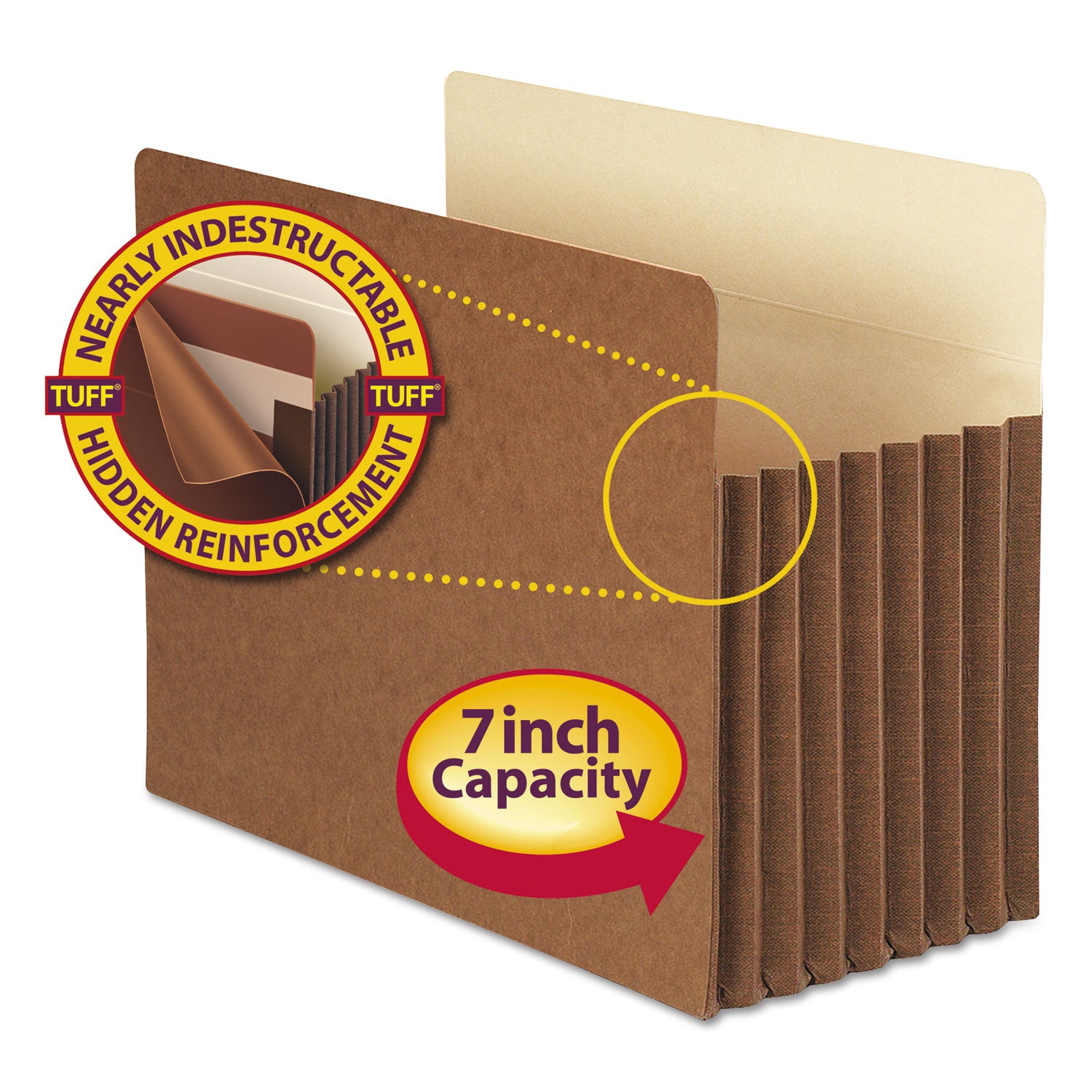 Redrope TUFF Pocket Drop-Front File Pockets with Fully Lined Gussets, 7" Expansion, Letter Size, Redrope, 5/Box -