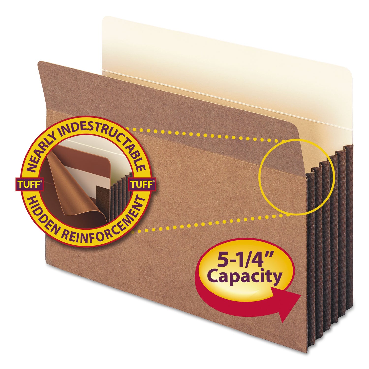 Redrope TUFF Pocket Drop-Front File Pockets with Fully Lined Gussets, 5.25" Expansion, Letter Size, Redrope, 10/Box -