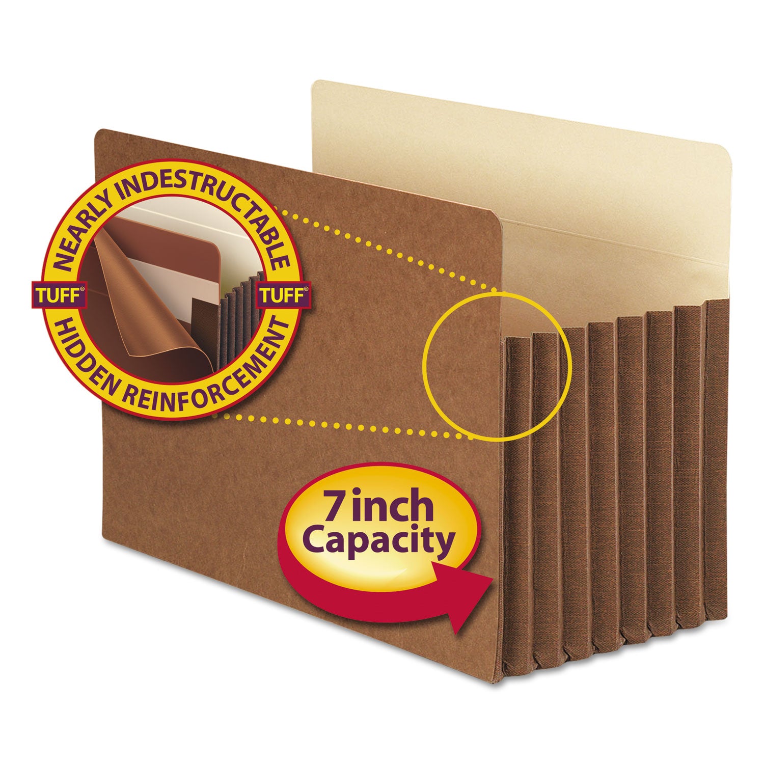 Redrope TUFF Pocket Drop-Front File Pockets with Fully Lined Gussets, 7" Expansion, Legal Size, Redrope, 5/Box -