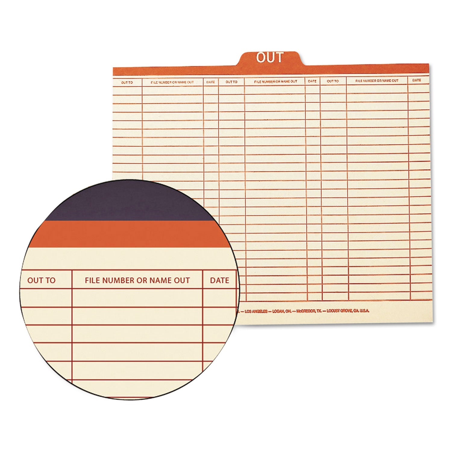 Manila Out Guides, Printed Form Style, 1/5-Cut Top Tab, Out, 8.5 x 11, Manila, 100/Box -