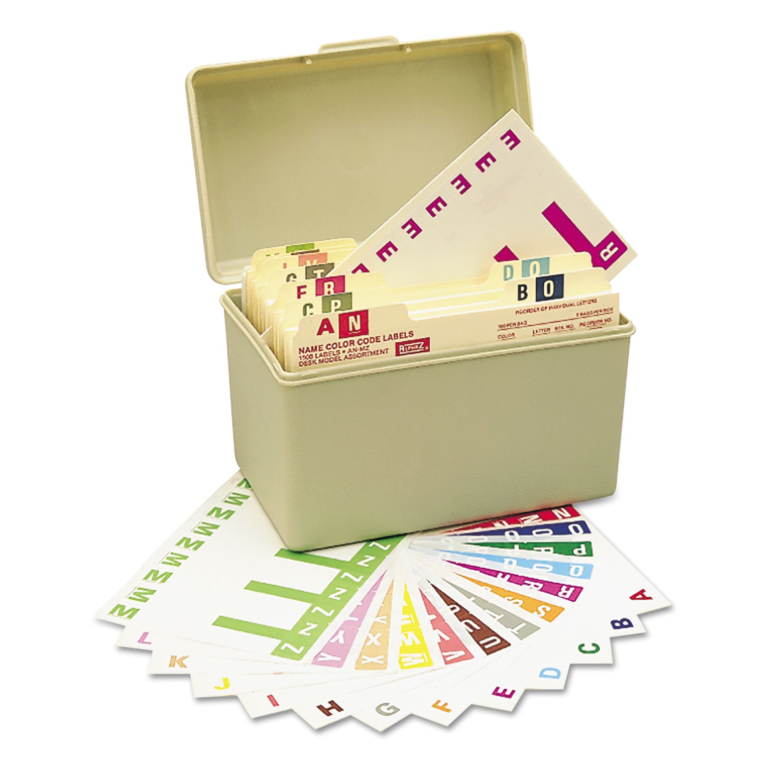 AlphaZ Color-Coded Labels Starter Set, A-Z, 1.16 x 3.13, Assorted, 5/Sheet, 300 Sheets/Box -