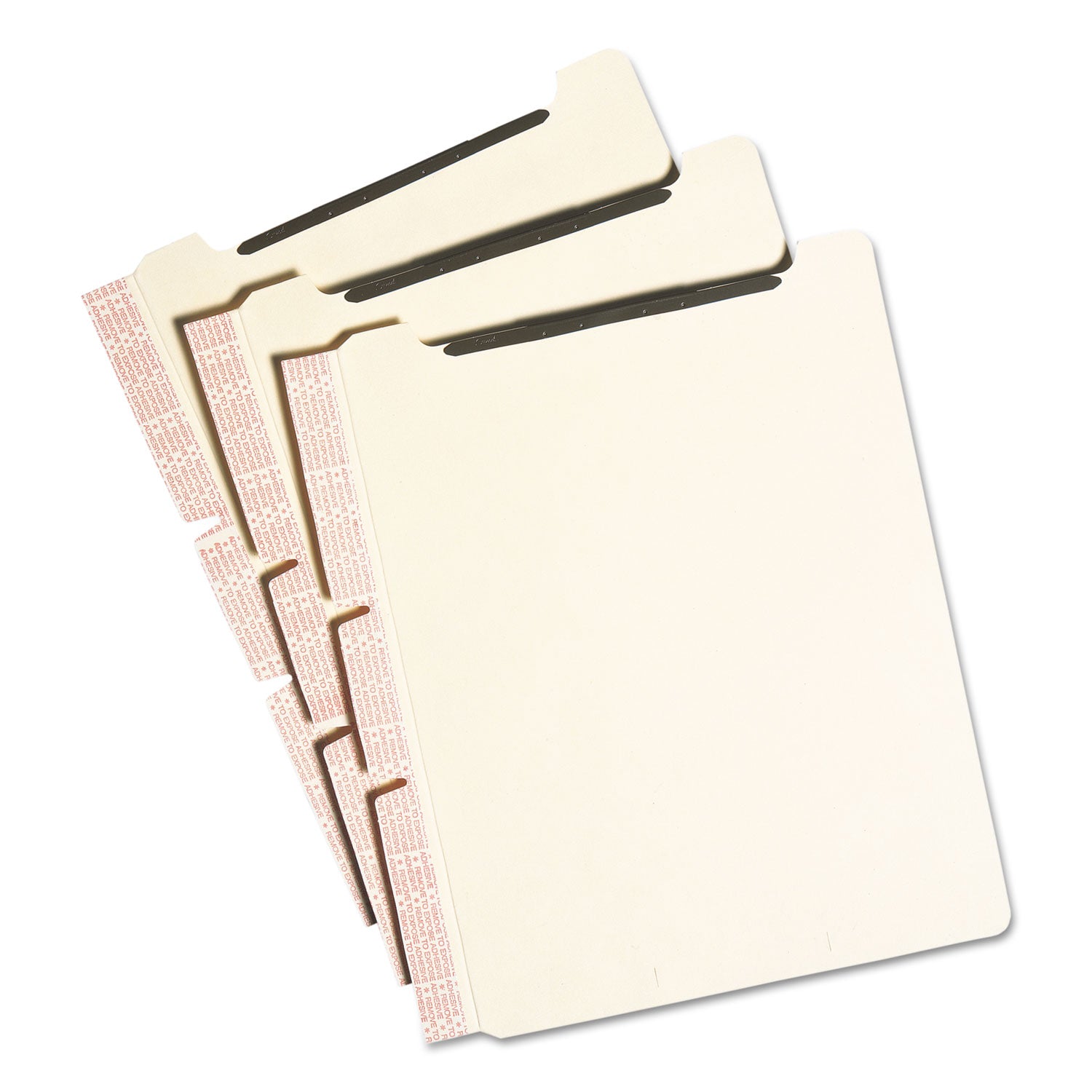 Self-Adhesive Folder Dividers with Twin-Prong Fasteners for Top/End Tab Folders, 1 Fastener, Letter Size, Manila, 25/Pack -