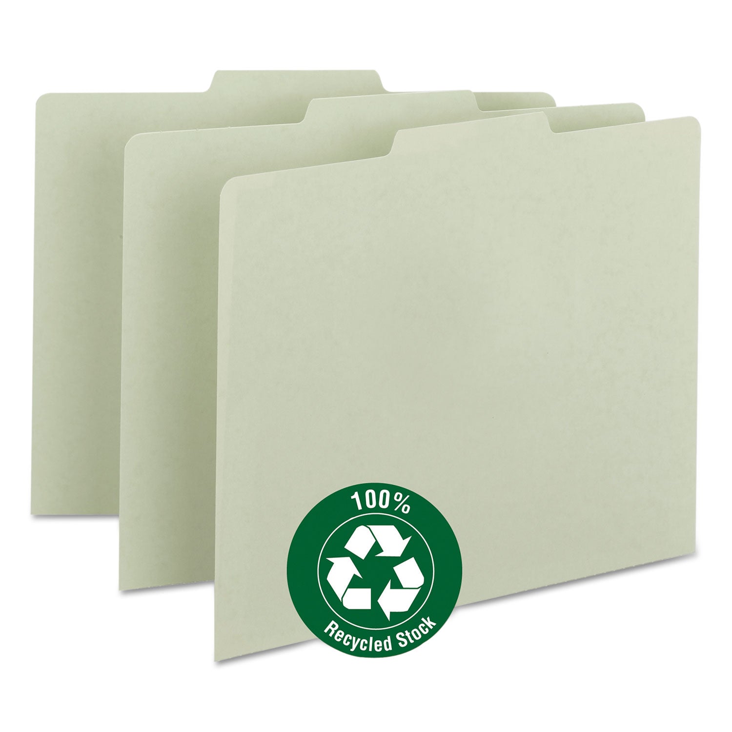 Recycled Blank Top Tab File Guides, 1/3-Cut Top Tab, Blank, 8.5 x 11, Green, 100/Box -