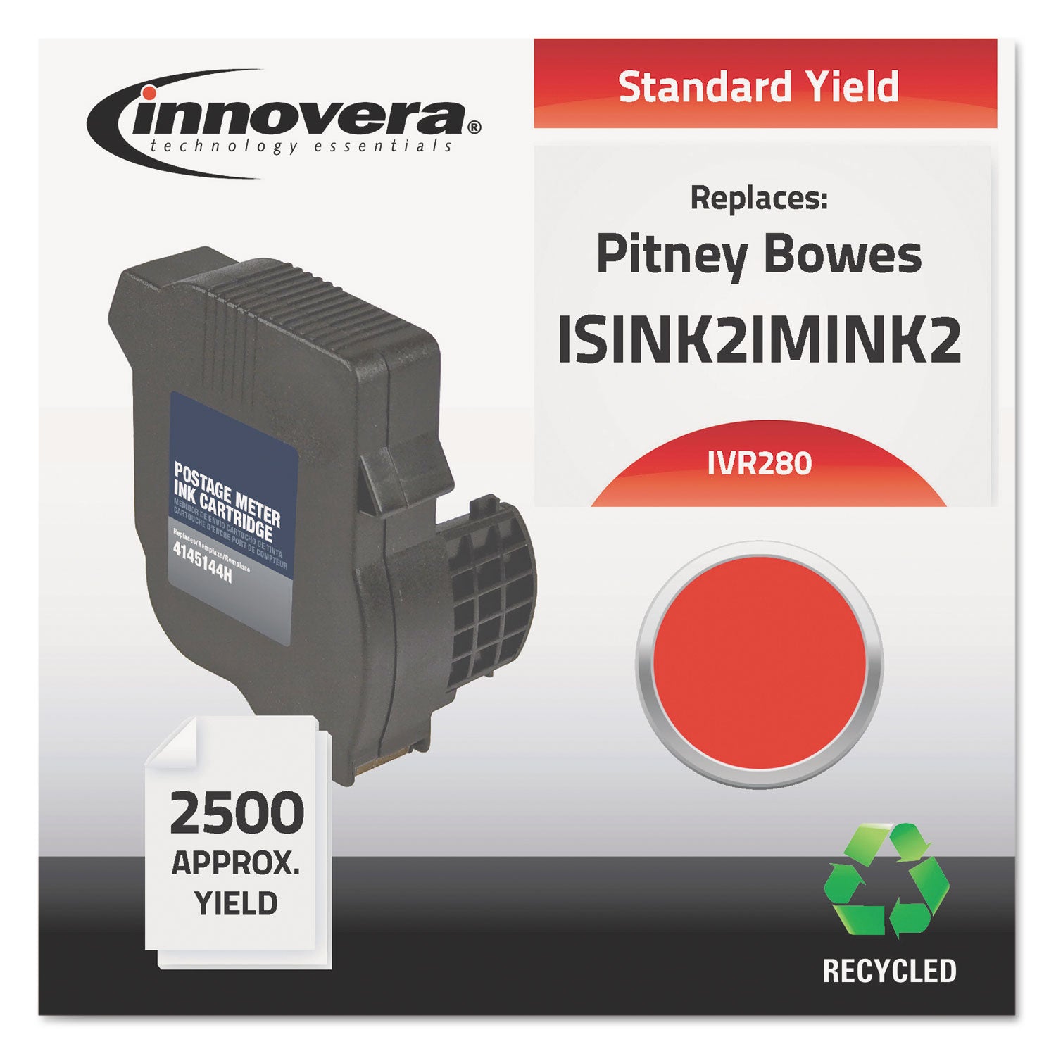 Remanufactured Red Postage Meter Ink, Replacement for IM-280 (ISINK2IMINK2), 2,500 Page-Yield -