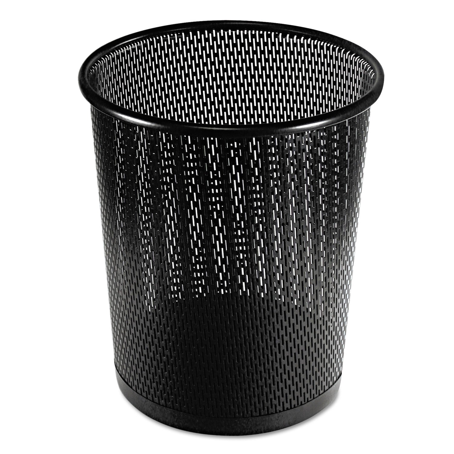 Urban Collection Punched Metal Wastebin, 20.24 oz, Perforated Steel, Black -
