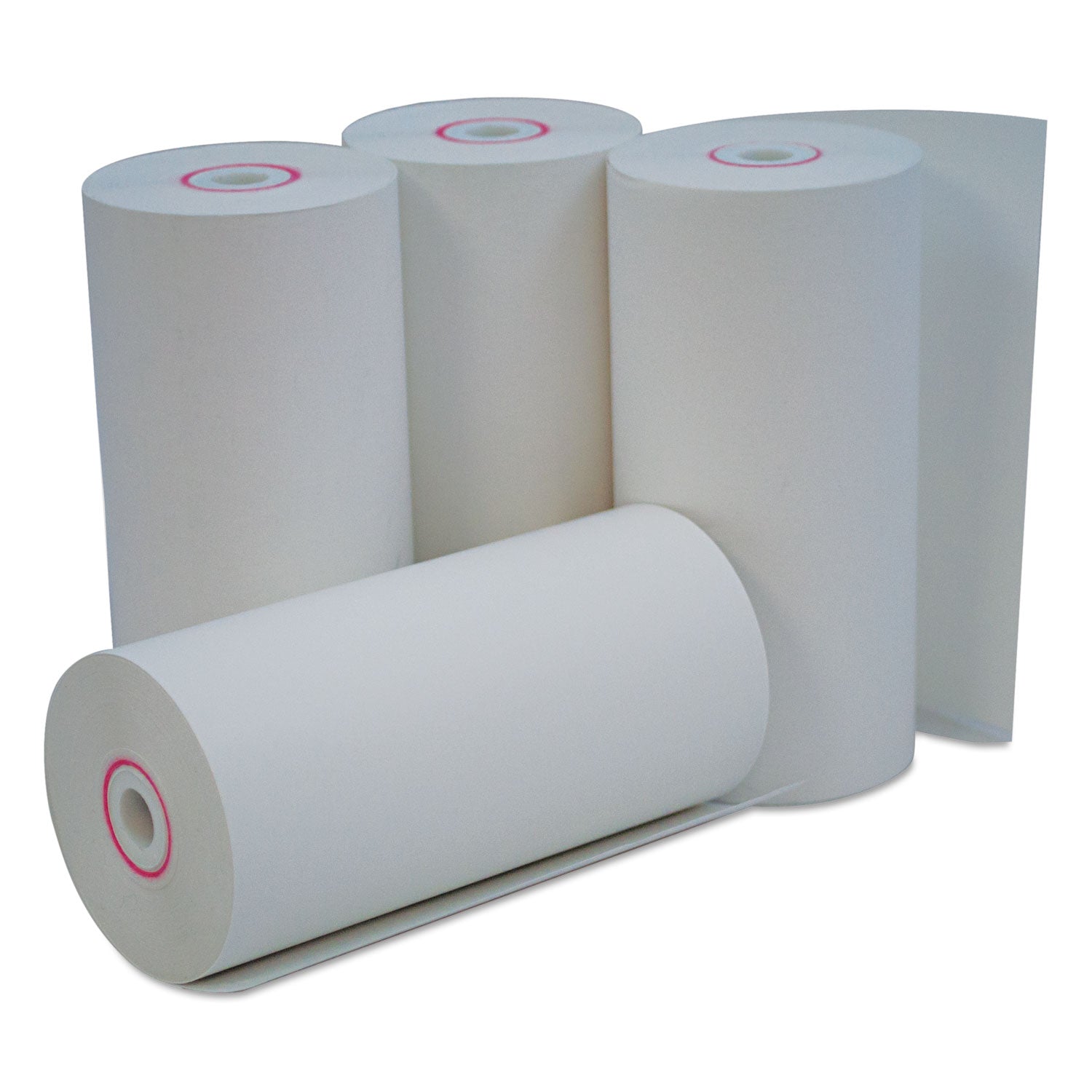 Direct Thermal Print Paper Rolls, 0.38" Core, 4.38" x 127 ft, White, 50/Carton -