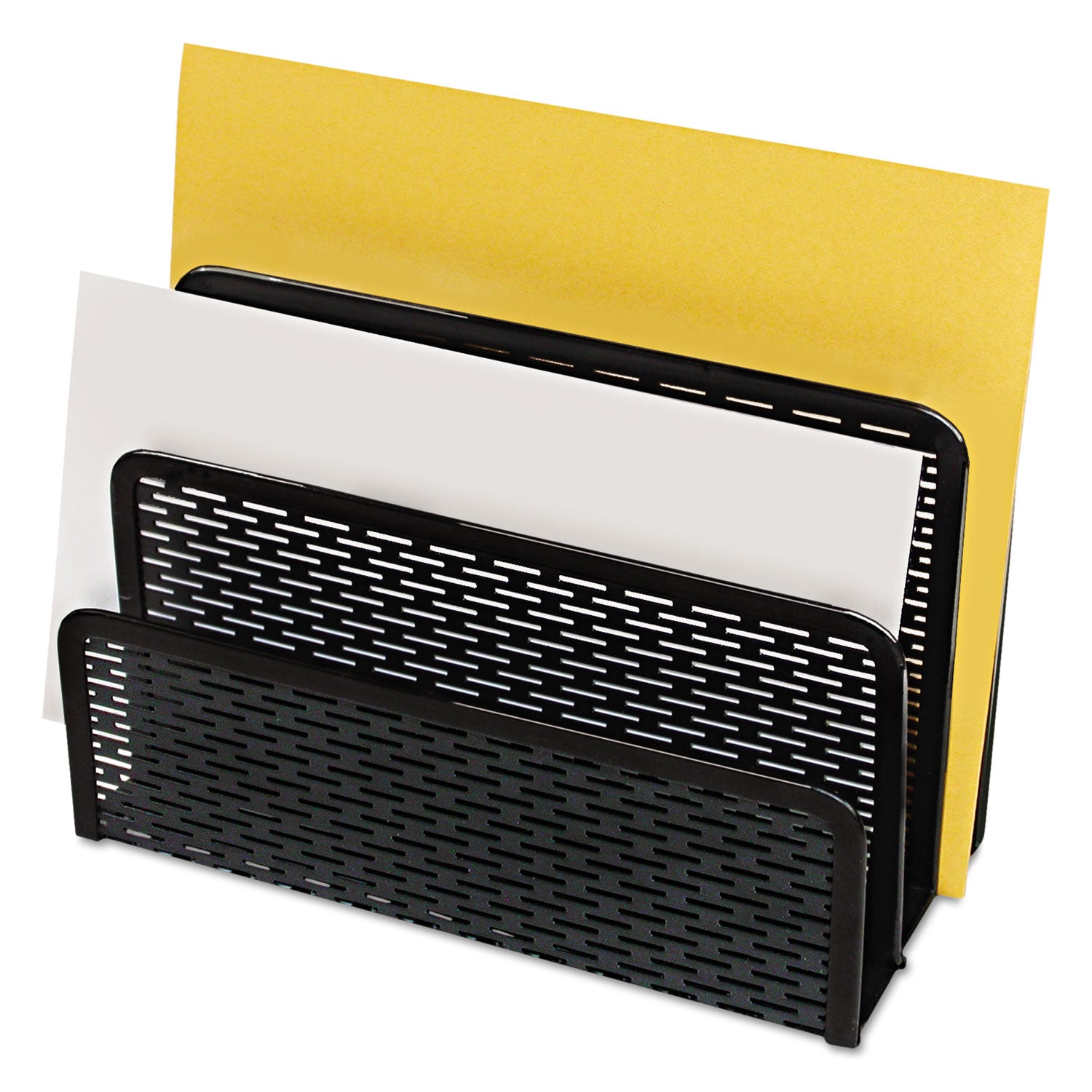 Urban Collection Punched Metal Letter Sorter, 3 Sections, DL to A6 Size Files, 6.5" x 3.25" x 5.5", Black -