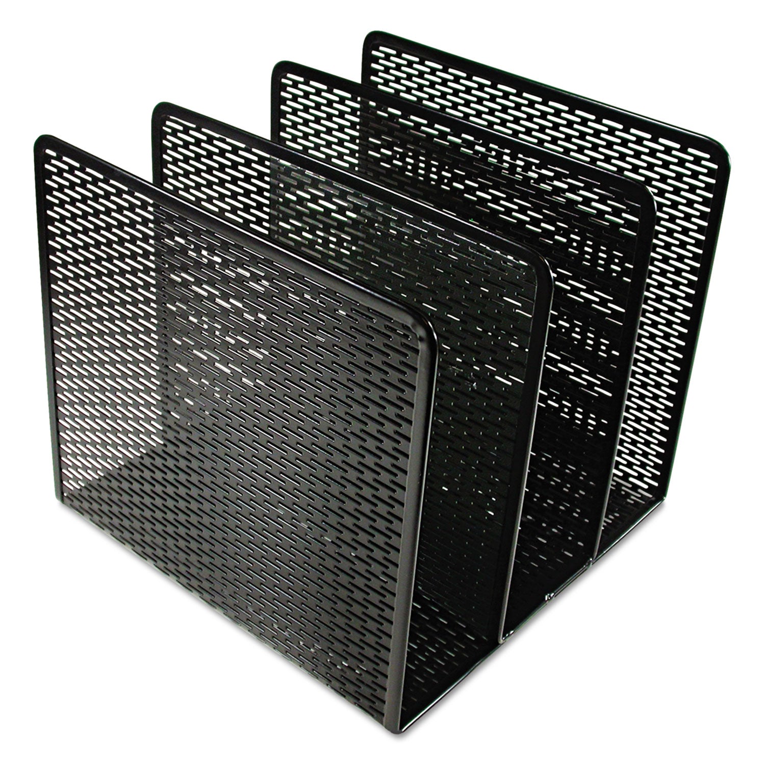 Urban Collection Punched Metal File Sorter, 3 Sections, Letter Size Files, 8" x 8" x 7.25", Black -