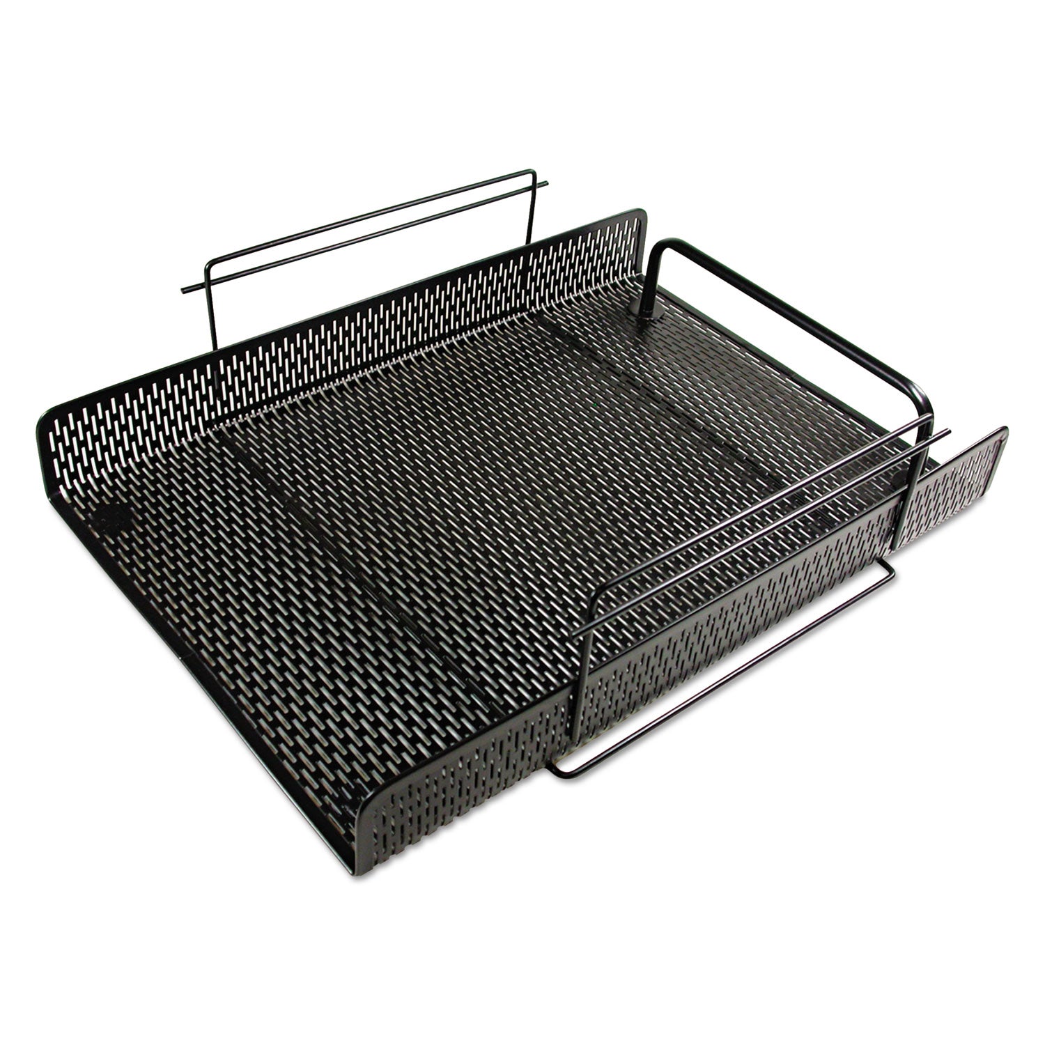 Urban Collection Punched Metal Letter Tray, 1 Section, Letter Size Files, 10" x 13.75" x 3.5", Black -