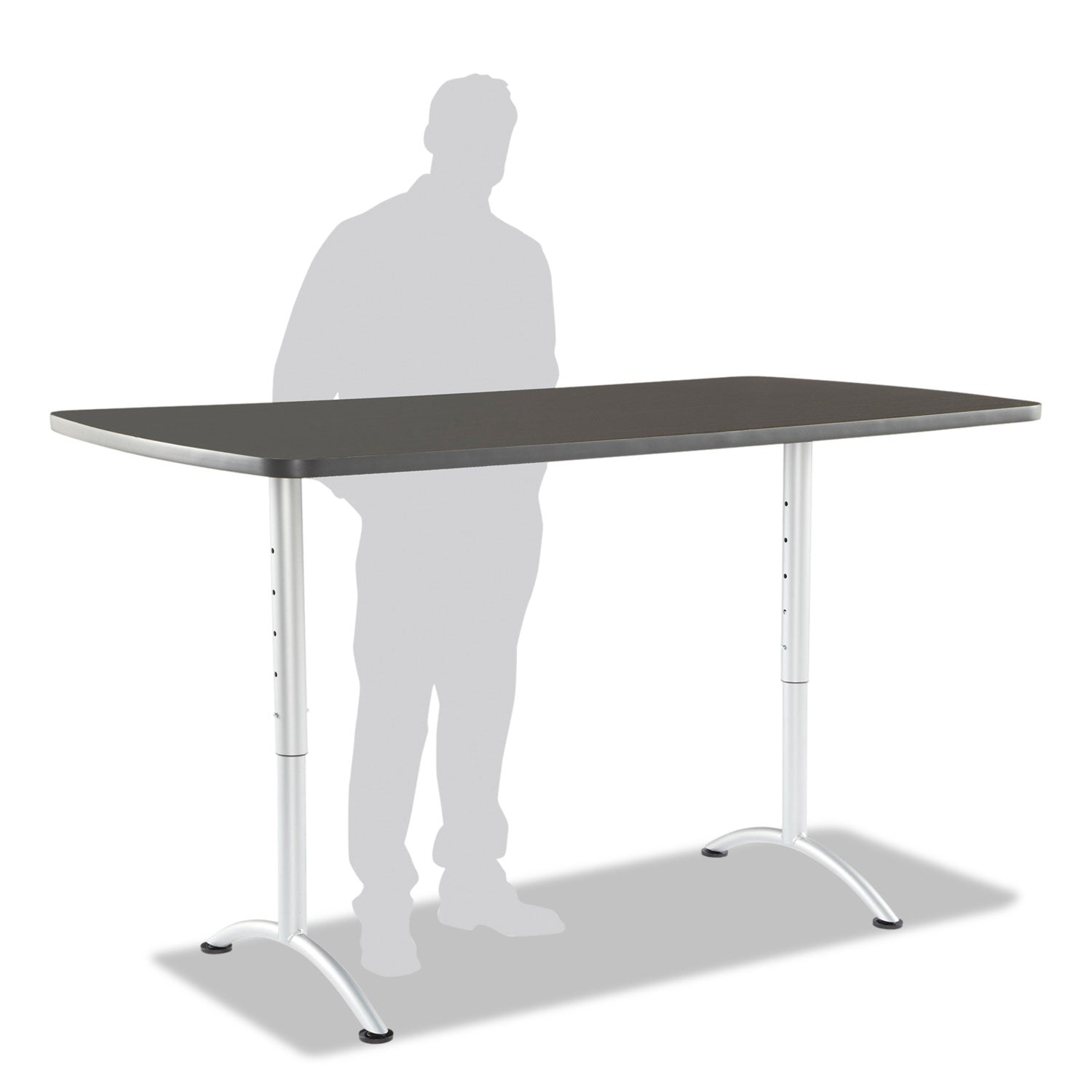 ARC Adjustable-Height Table, Rectangular, 36" x 72" x 30" to 42", Graphite Top, Silver Base -