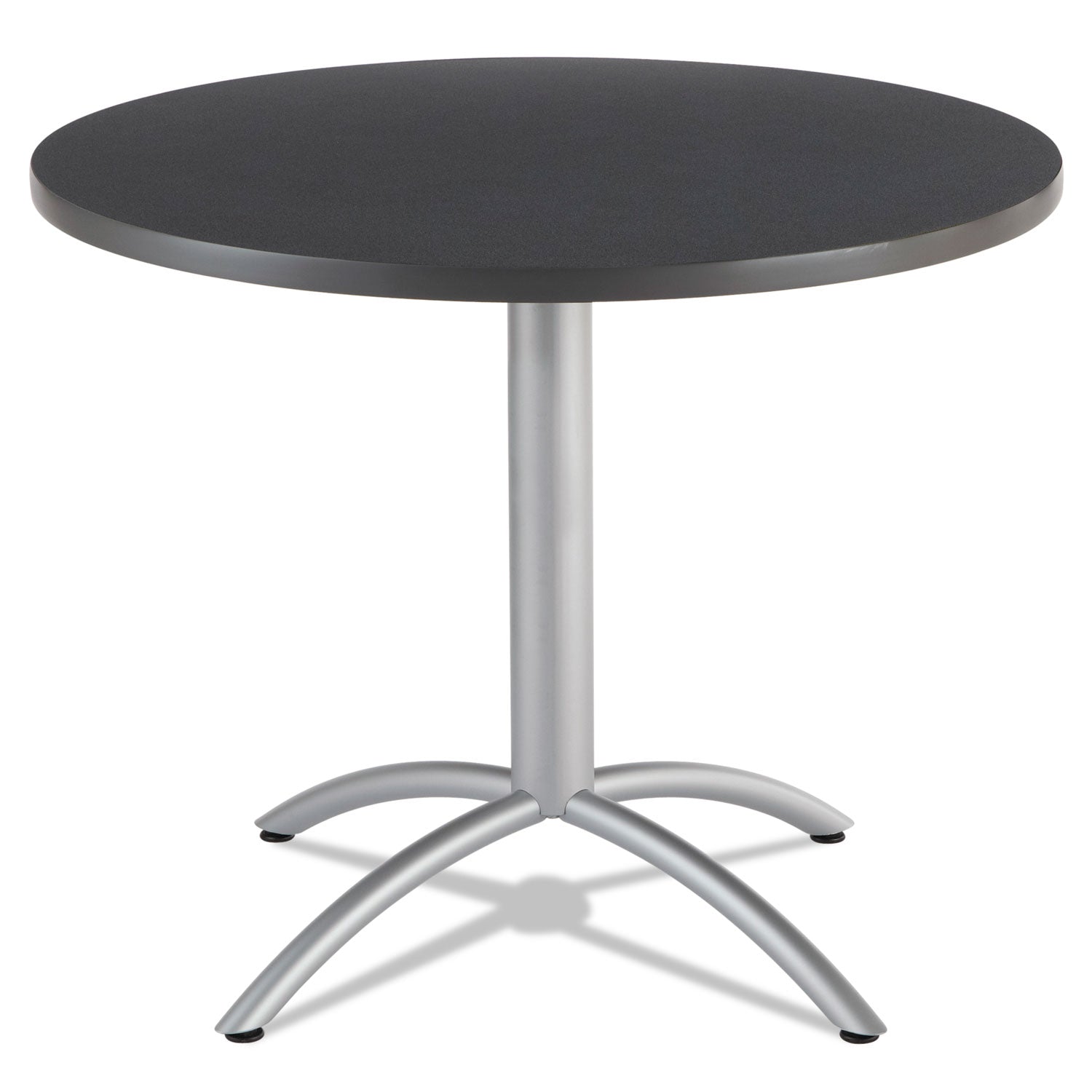 CafeWorks Table, Cafe-Height, Round, 36" x 30", Graphite Granite Top, Silver Base -