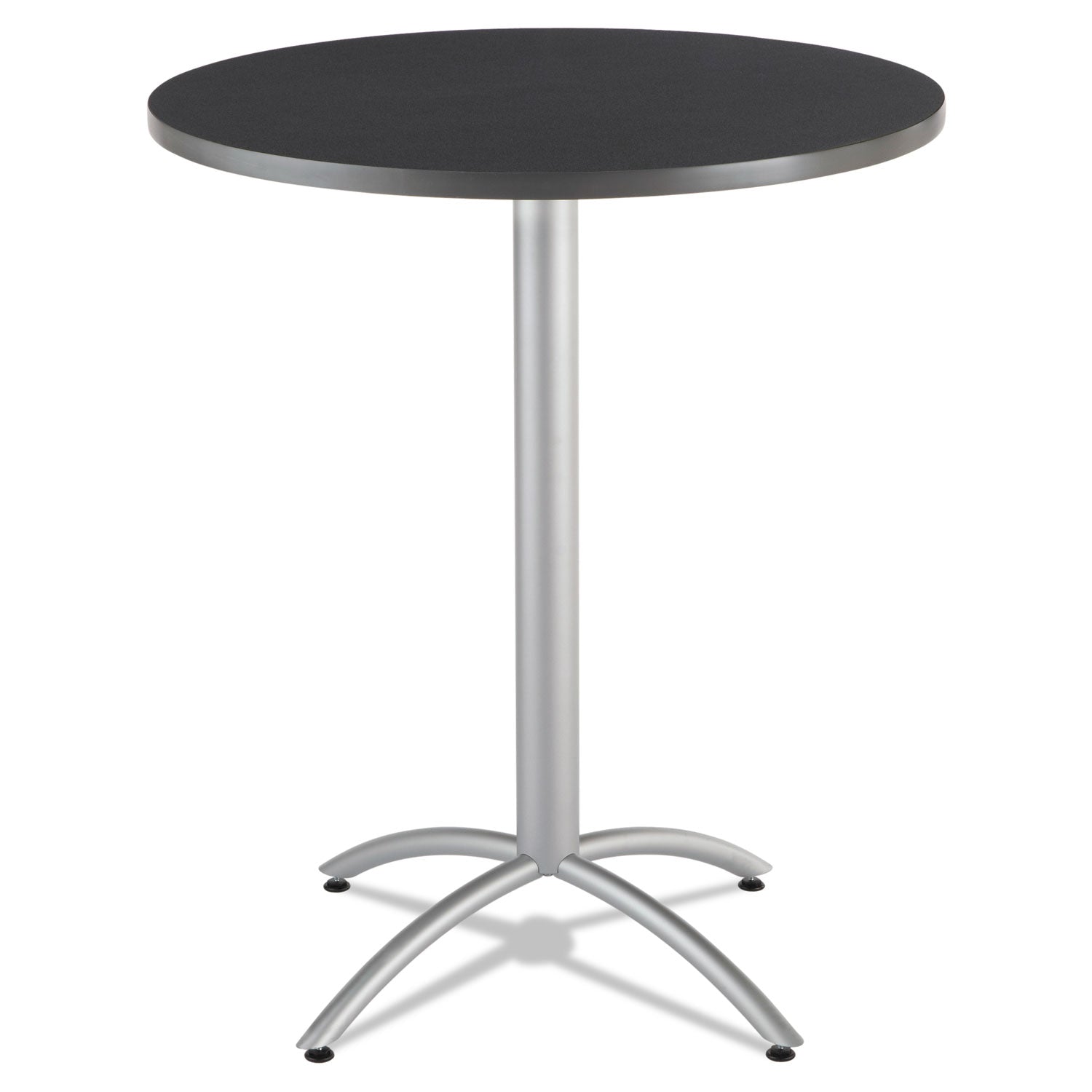 CafeWorks Table, Bistro-Height, Round, 36" x 42", Graphite Granite Top, Silver Base -