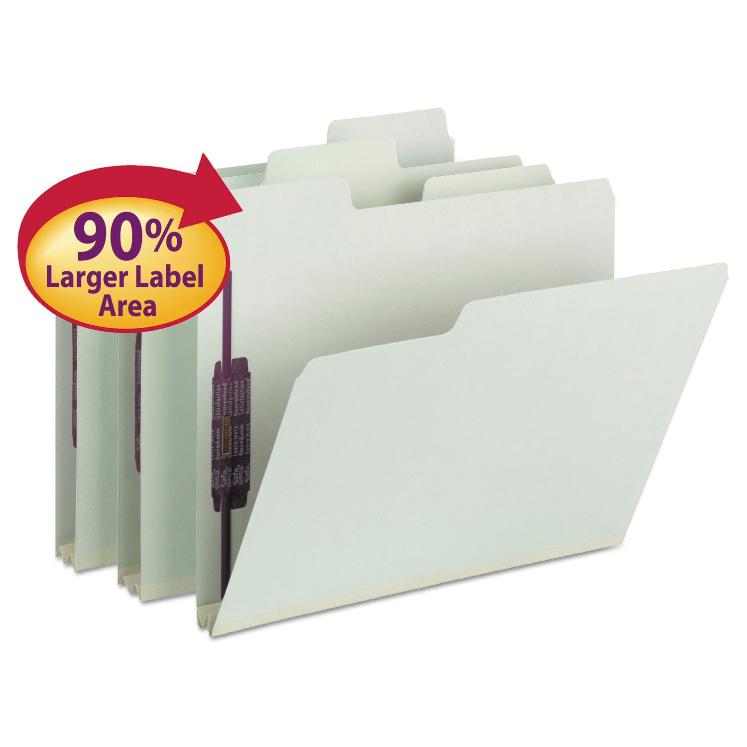 SuperTab Pressboard Fastener Folders with Two SafeSHIELD Fasteners, 2" Expansion, Letter Size, Gray-Green, 25/Box -