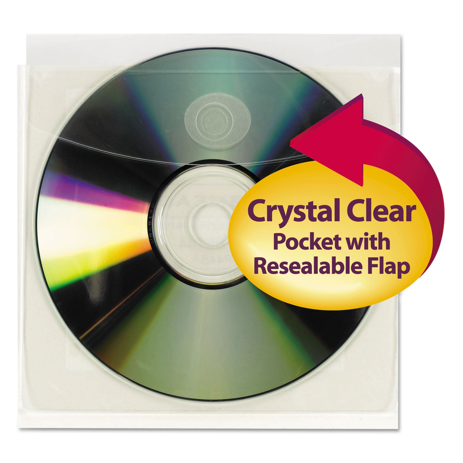 Self-Adhesive CD/Diskette Pockets, Clear, 10/Pack -