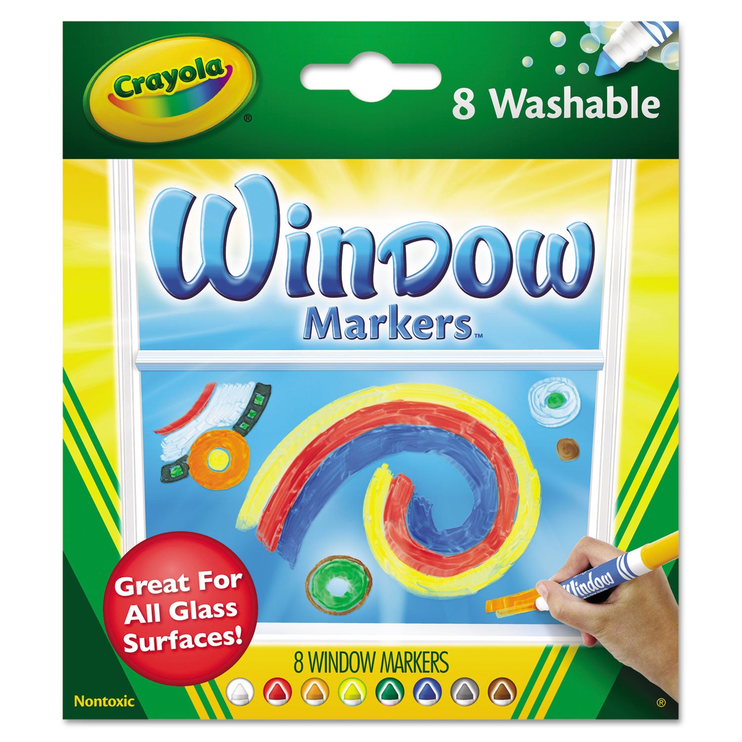 Washable Window FX Marker, Broad Bullet Tip, Assorted Colors, 8/Pack -