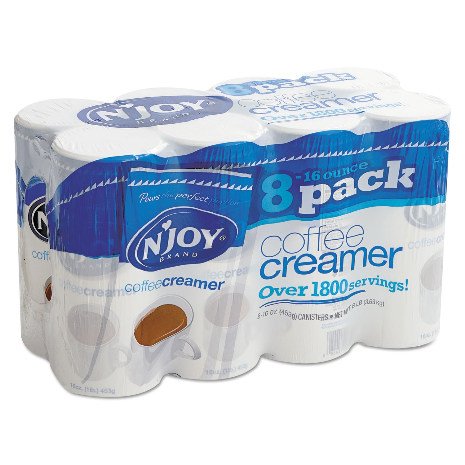 Non-Dairy Coffee Creamer, 16 oz Canister, 8/Pack -