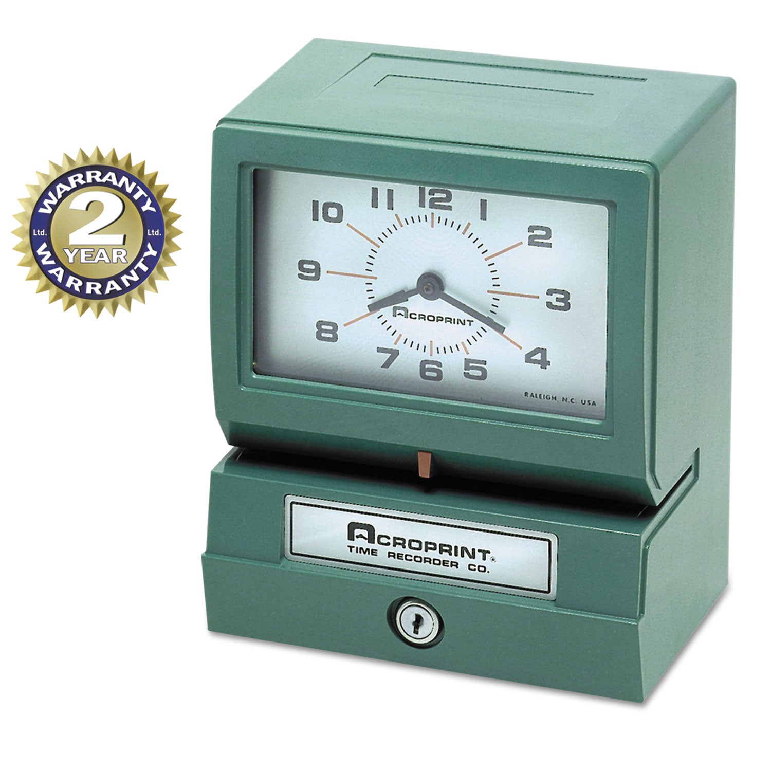 Model 150 Heavy-Duty Time Recorder, Automatic Operation, Month/Date/0-23 Hours/Minutes Imprint, Green -
