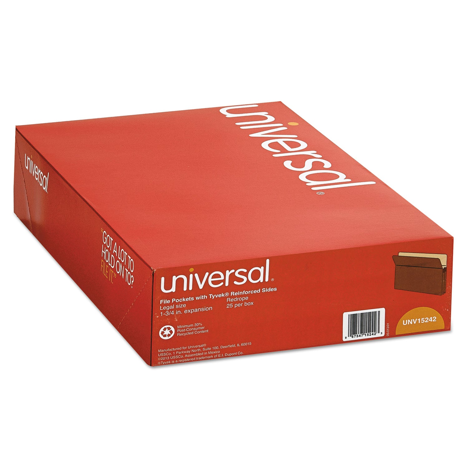 Redrope Expanding File Pockets, 1.75" Expansion, Legal Size, Redrope, 25/Box -