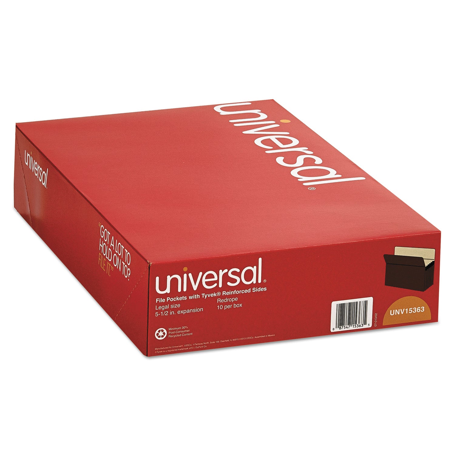 Redrope Expanding File Pockets, 5.25" Expansion, Legal Size, Redrope, 10/Box -