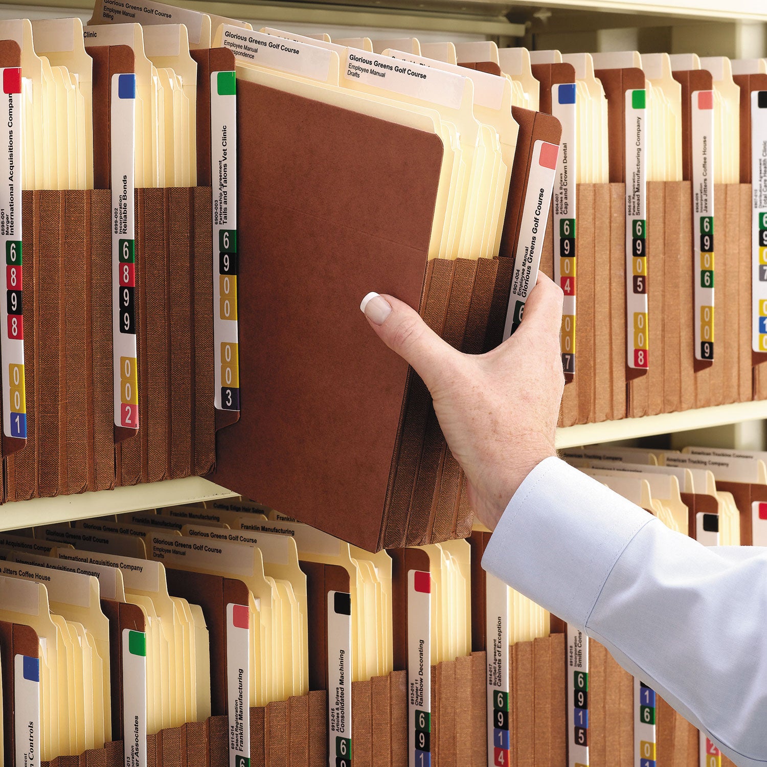 Redrope Drop-Front End Tab File Pockets, Fully Lined 6.5" High Gussets, 5.25" Expansion, Legal Size, Redrope/Brown, 10/Box -