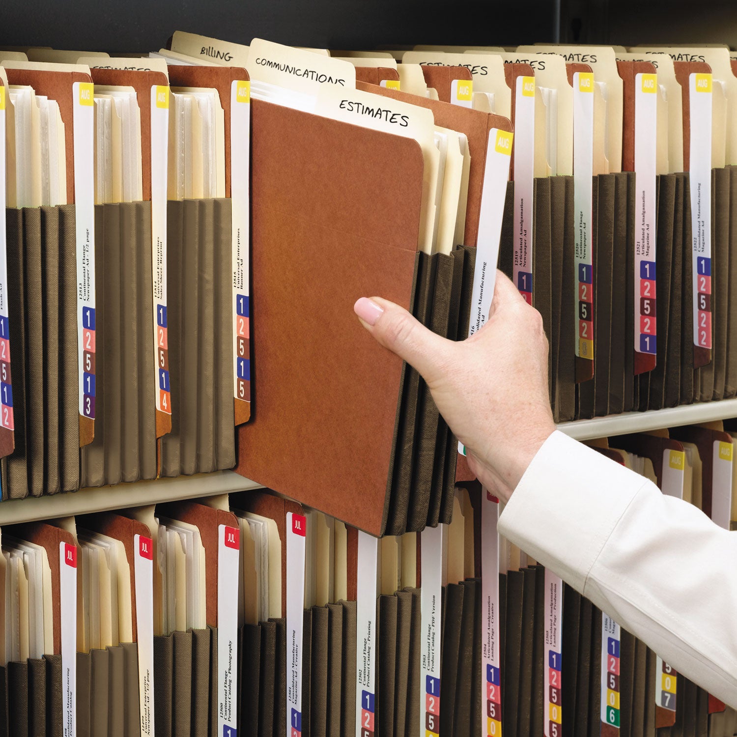 Redrope Drop-Front End Tab File Pockets, Fully Lined 6.5" High Gussets, 3.5" Expansion, Legal Size, Redrope/Brown, 10/Box -