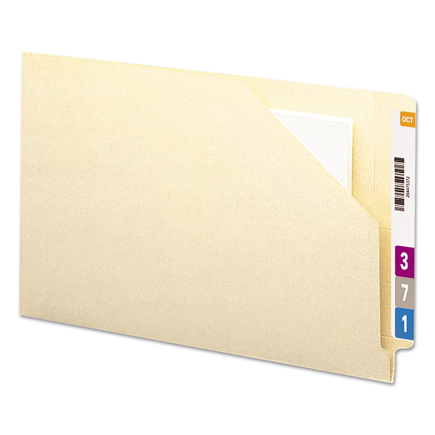 End Tab Jackets with Reinforced Tabs, Straight Tab, Legal Size, 11-pt Manila, 100/Box -