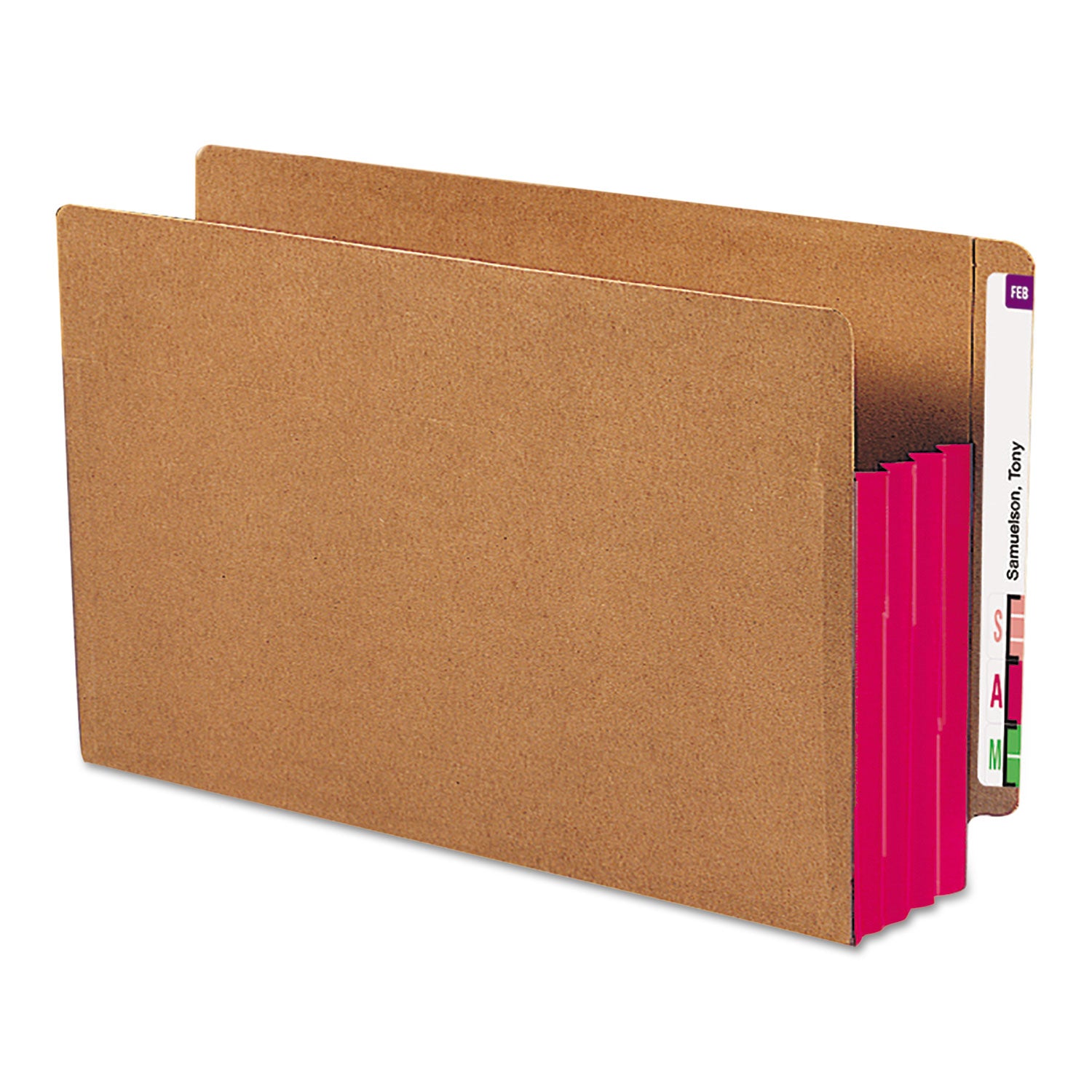 Redrope Drop-Front End Tab File Pockets, Fully Lined 6.5" High Gussets, 3.5" Expansion, Legal Size, Redrope/Red, 10/Box -