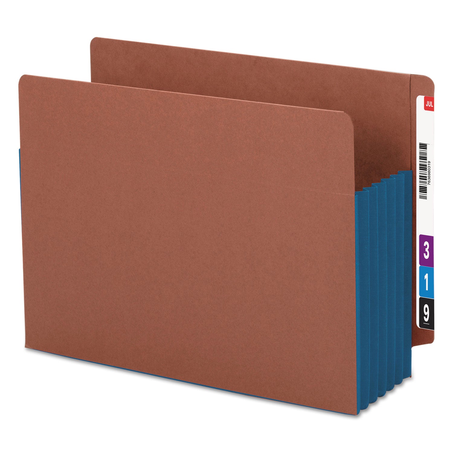 Redrope Drop-Front End Tab File Pockets, Fully Lined 6.5" High Gussets, 5.25" Expansion, Letter Size, Redrope/Blue, 10/Box -